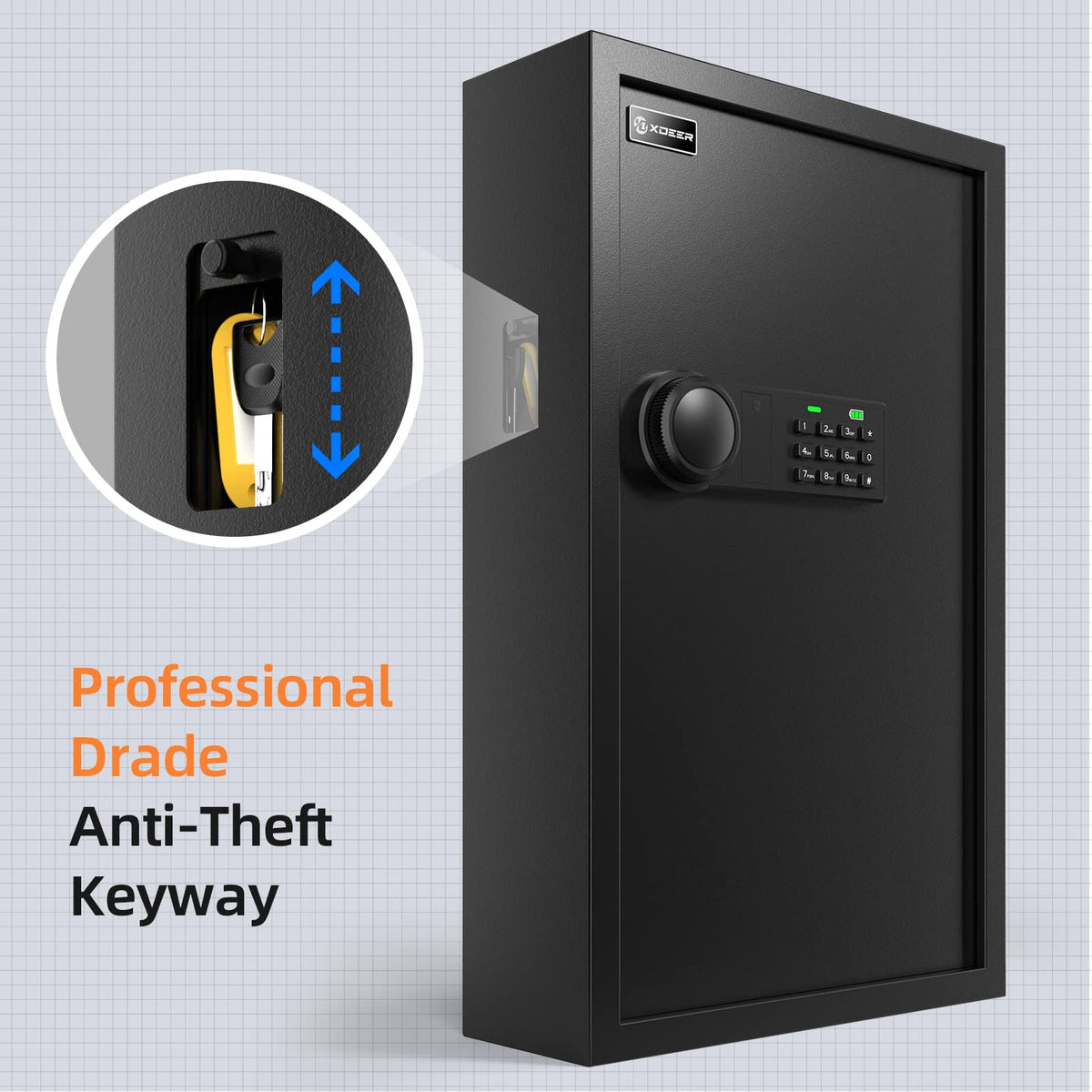 XDeer 122-Keys Key Lock Box Wall Mount with Advanced Anti-Theft Deposit Key Slot & LED Light, Key Cabinet with Combo and Key Lock, Key Safe for Hotels & Office & Companies & Car Dealerships 1PCS