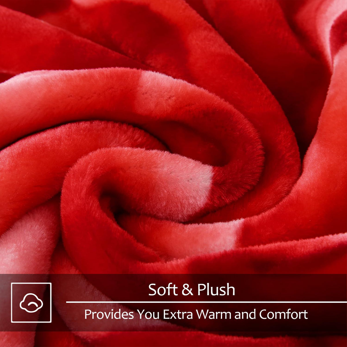 JYK Soft Blanket Korean Mink Blanket, 5 LB Fleece Blanket Queen 75'' x 87'' - 2 Ply Reversible 520GSM Super Soft Plush, Medium Thick, Warm Bed Blanket for Autumn Winter - Peony/Rose