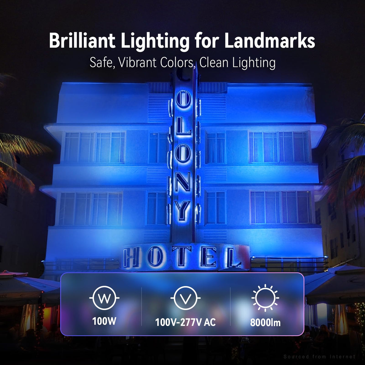 LEONLITE Smart RGB 100W LED Flood Light with Knuckle, Bluetooth Connection APP Control, Commercial Area Lighting for Outdoor Decorations, 3000K-5000K Dimmable, 100-277V, IP65 Waterproof, Pack of 2