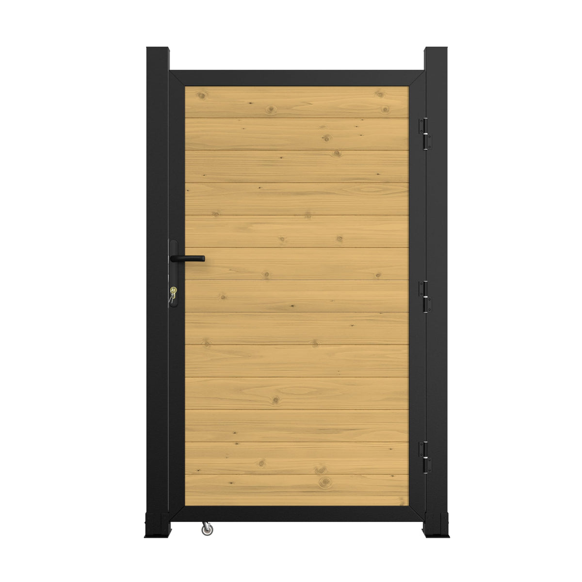 BlueWish 6 x 3 FT Cedar Wood Fence Gate Kit, Board-on-Board Privacy Fence Gate, Aluminum Frame with Security Lock System, Outdoor Garden Yard Complete Gate Kit for Backyard, Pool, Natural