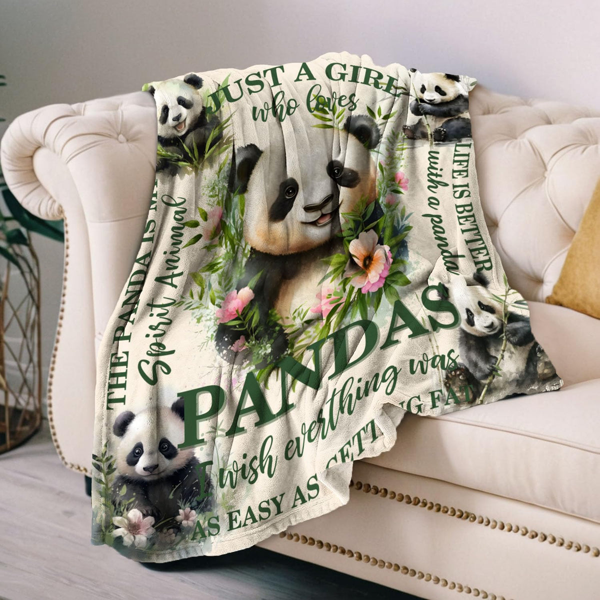 Lussues Nee Panda Blanket for Panda Lover,50" x 60" Fleece Throw Blanket for Couch Sofa Bed