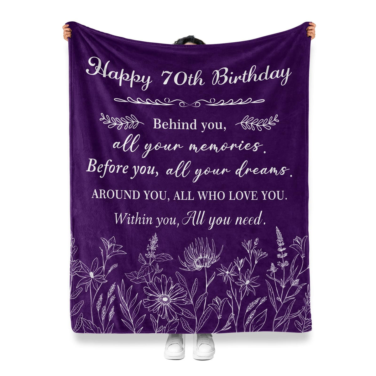 Jekeno 70th Birthday Gifts for Women Mother, Best 1955 Birthday Gift for 70 Year Old Woman Mom, Happy 70th Women Birthday Decorations, 70th Woman Christmas Ideas, Soft Cozy Plush Throw Blanket 50"X60"