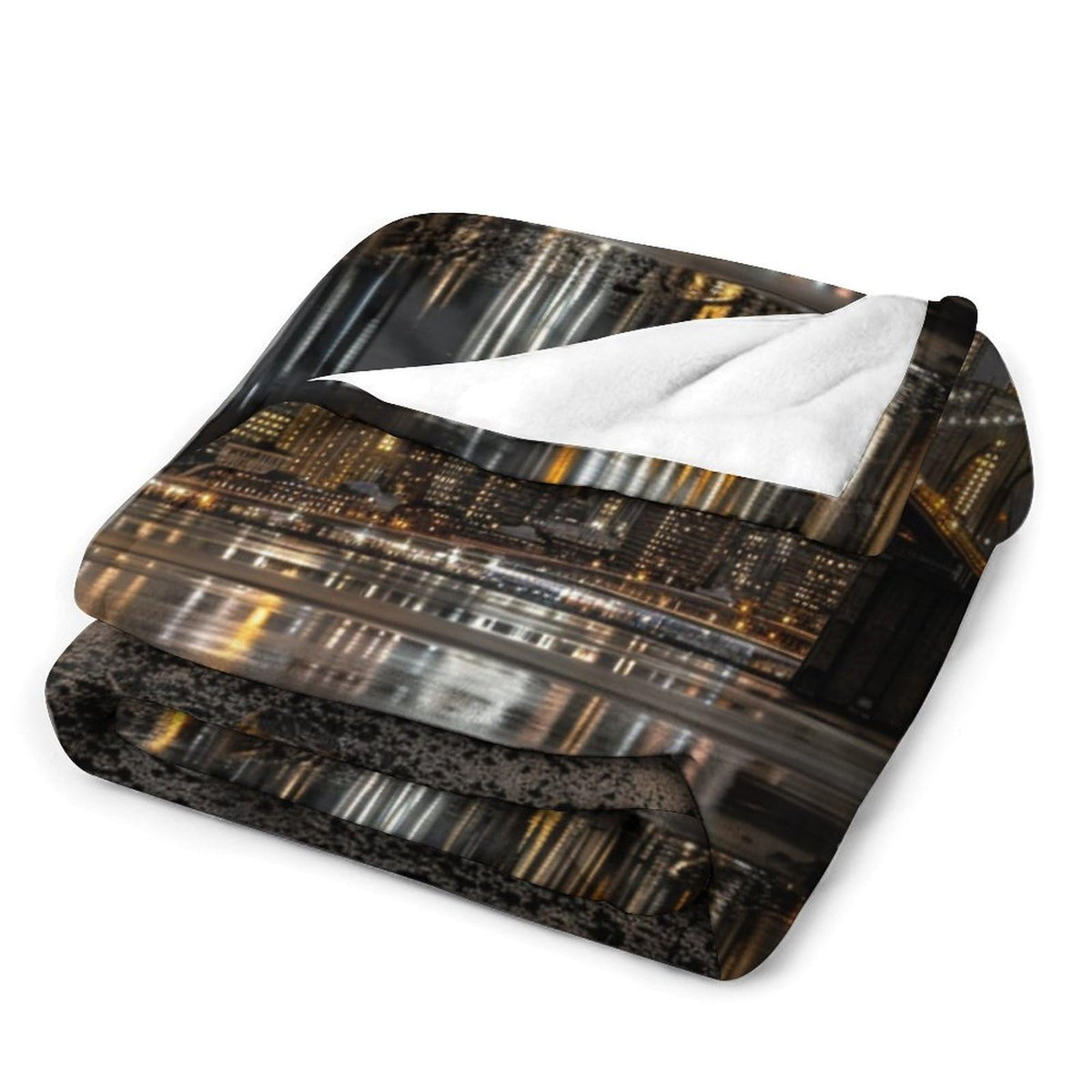 TOWINSFB Novelty City Skyline Flannel Throw Blanket, Soft Lightweight Cozy Warm Bridge River Night Cityscape Blanket for Couch Bed Travel- 30"x40"