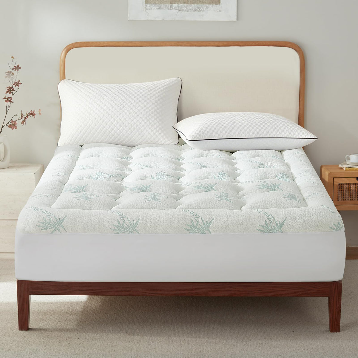 Surefit Ultra Soft Waterproof Mattress Topper, Pillow Top Mattress Pad, Back Pressure Relief, Viscose Derived from Bamboo, Naturally Cooling for Hot Sleepers, Queen 60x80