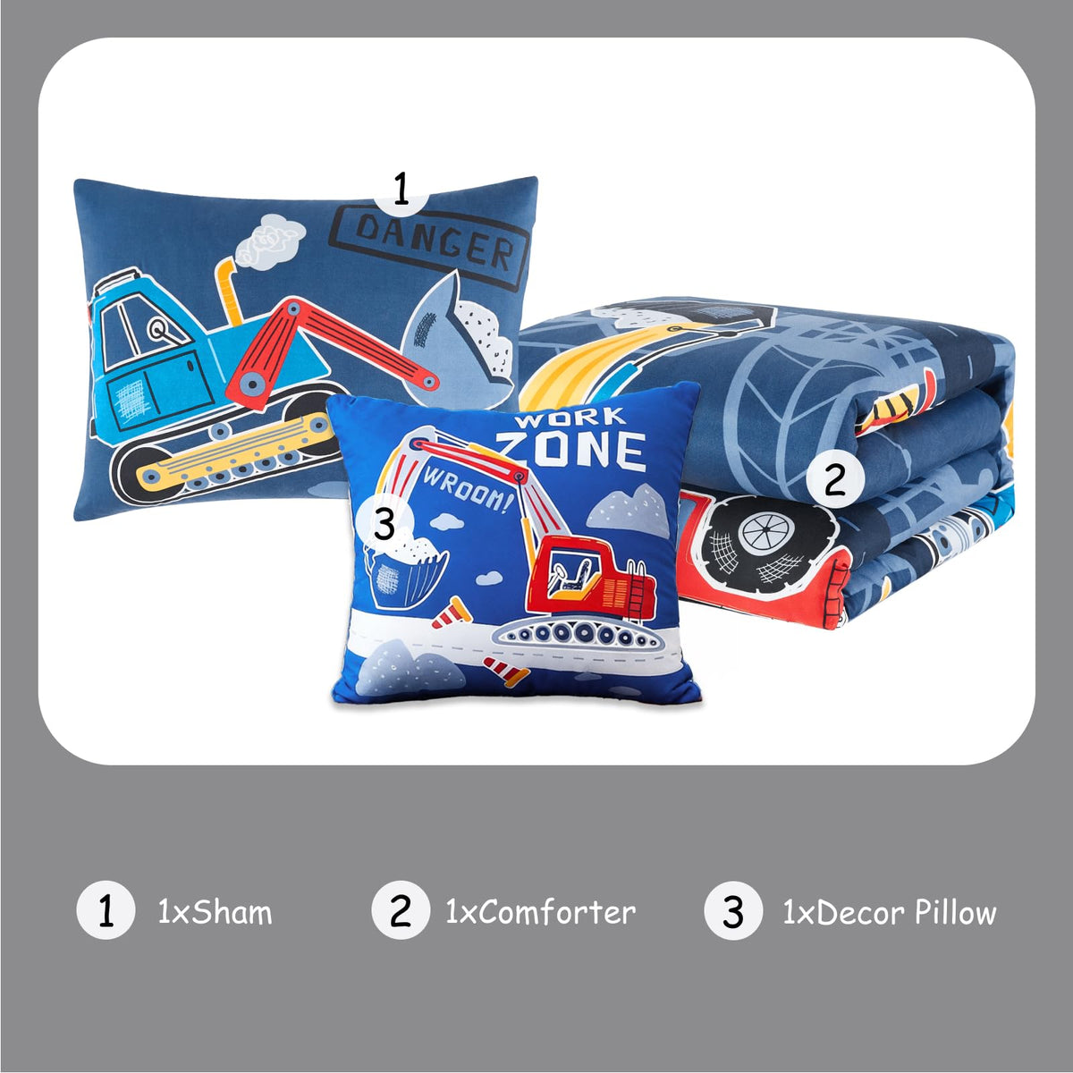 Kaleido Space Kids Comforter Set Twin Size for Boys, Glow in The Dark Truck Bedding Set 1 Comforter, 1 Decor Pillow, 1 Pillow Shams