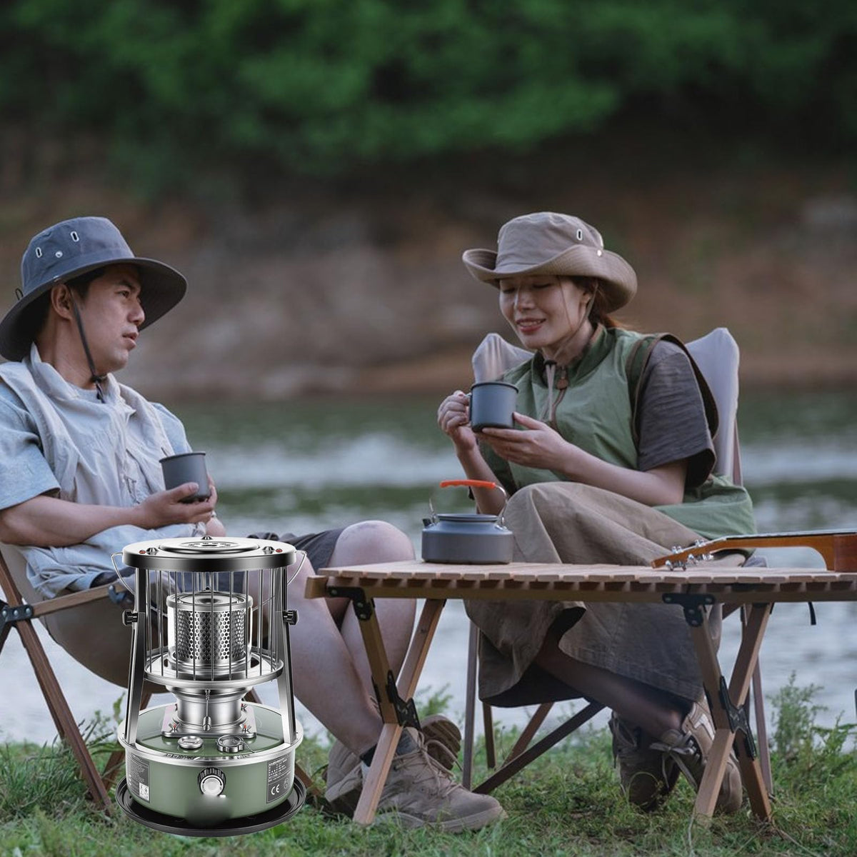 Luocute Portable Kerosene Heater, 5.2L Tank 20-25 Hours Heating with Adjustable Height Safety Net, for Camping Garage Home Emergency Indoor Outdoor Use