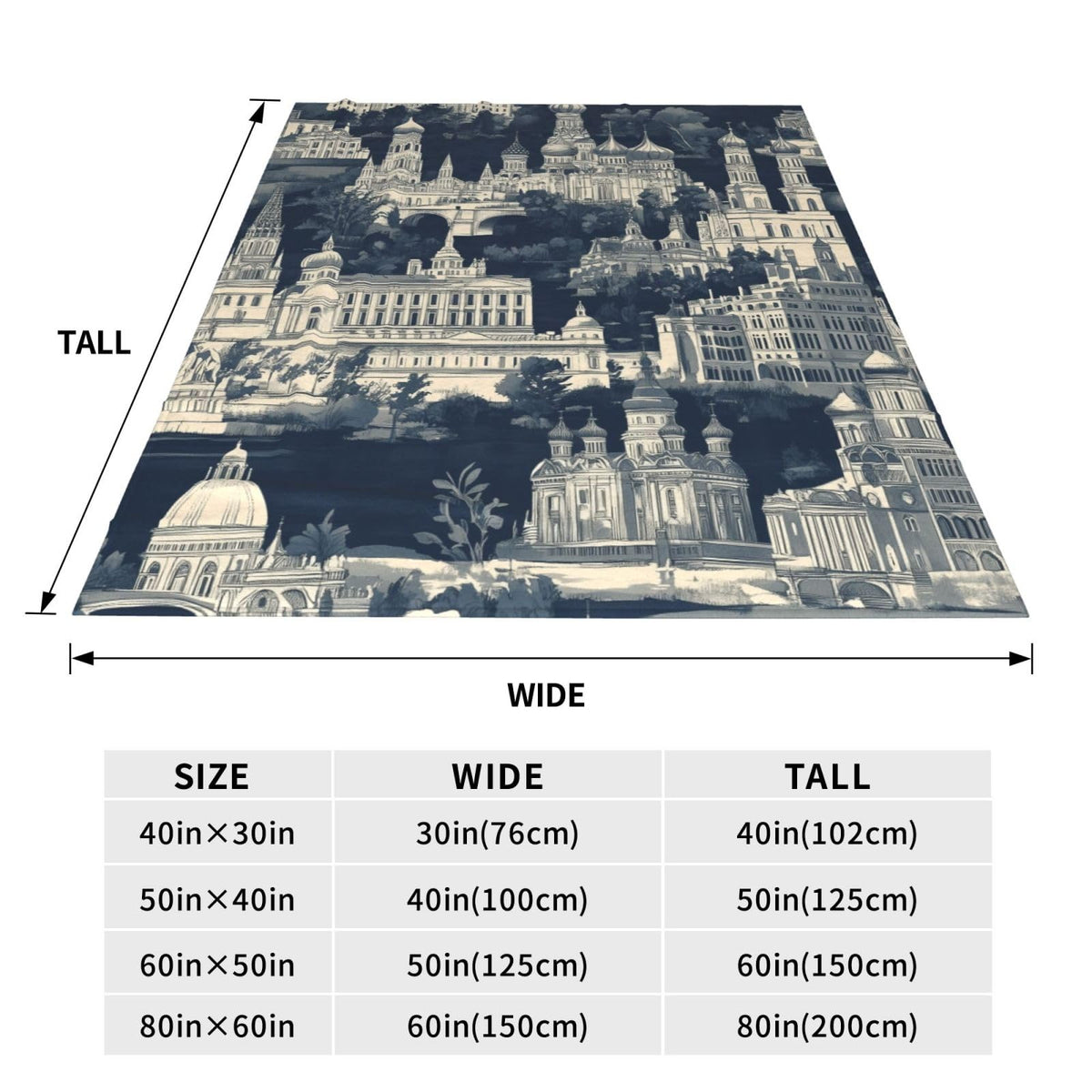 JXDXHCW Throw Blanket Large Size 80"X60" Inches Monochrome Cityscape Soft Cozy Lightweight Blankets for Men and Women