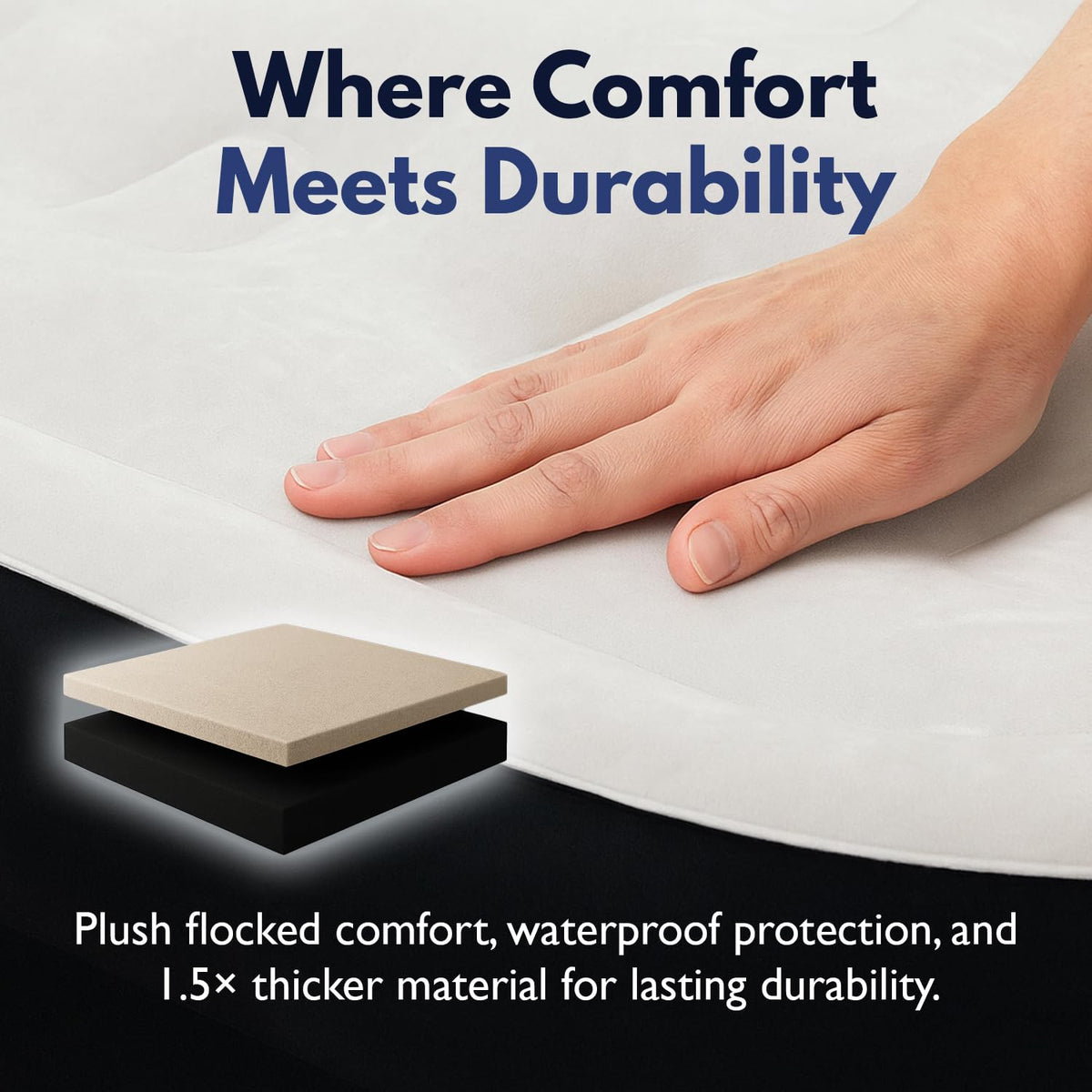 King Koil Luxury Pillow Top Plush Queen Air Mattress with Built-in High-Speed Pump Best for Home, Camping, Guests, 20" Queen Size Double Airbed Adjustable Blow Up Mattress, Waterproof, 1-Year Warranty