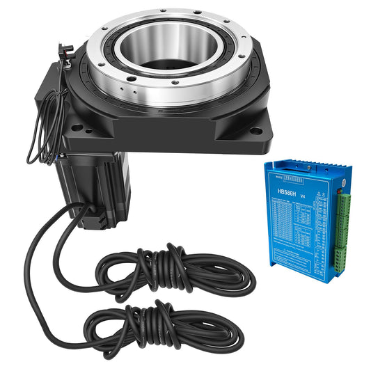 TOSEASTARS Hollow Rotary Actuator Stage Closed Loop Stepper Motor Driven Kit High Precision Positioning Indexing Platform Table for CNC Rotary Axis and Automated Assembly Lines
