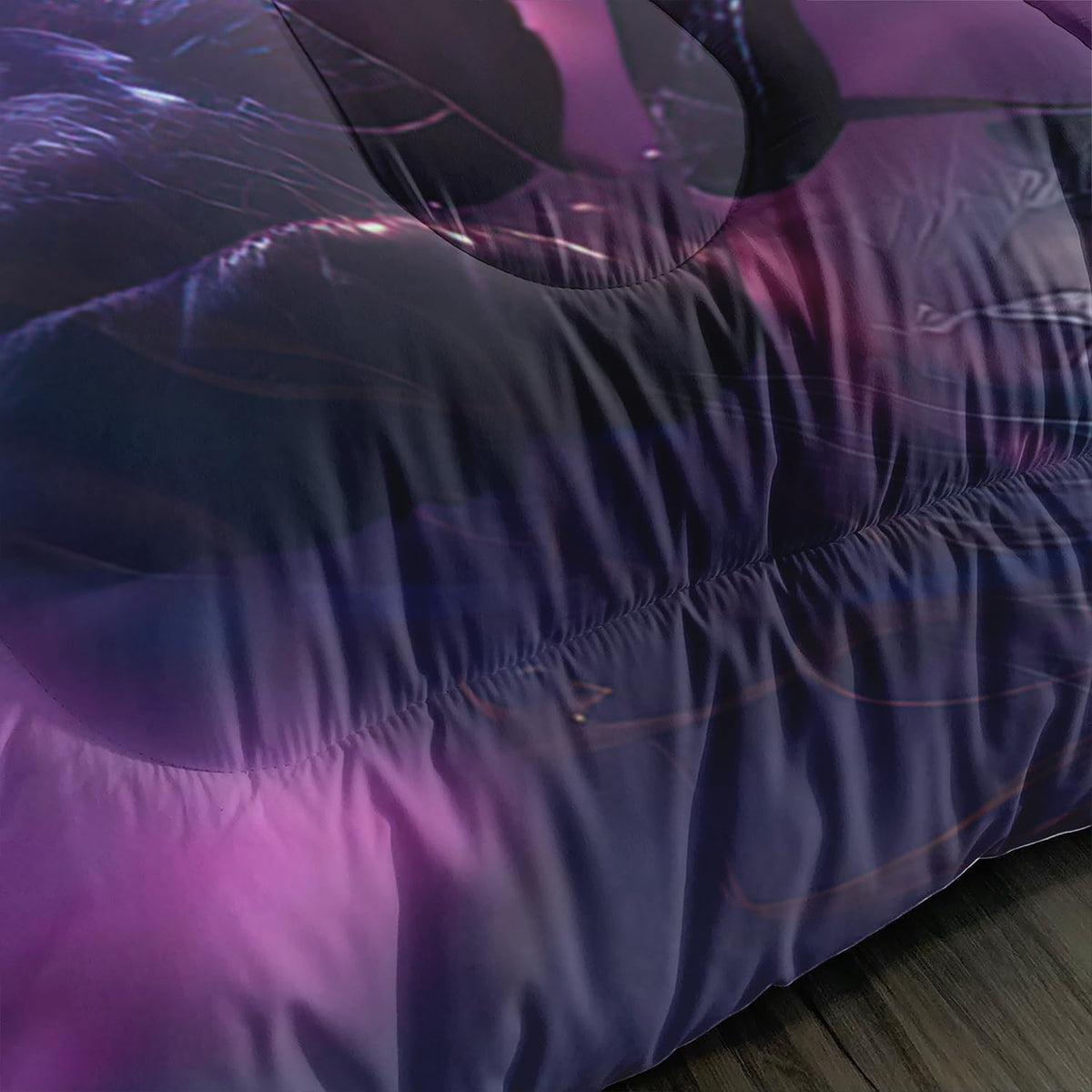 AILONEN Cartoon Black Cat Comforter Set Queen Size, 3D Purple Rose Bedding Set for Girls Women Bedroom Decor,Starry Night Planet Duvet Set,3 PCS, 1 Quilt 2 Pillowcases