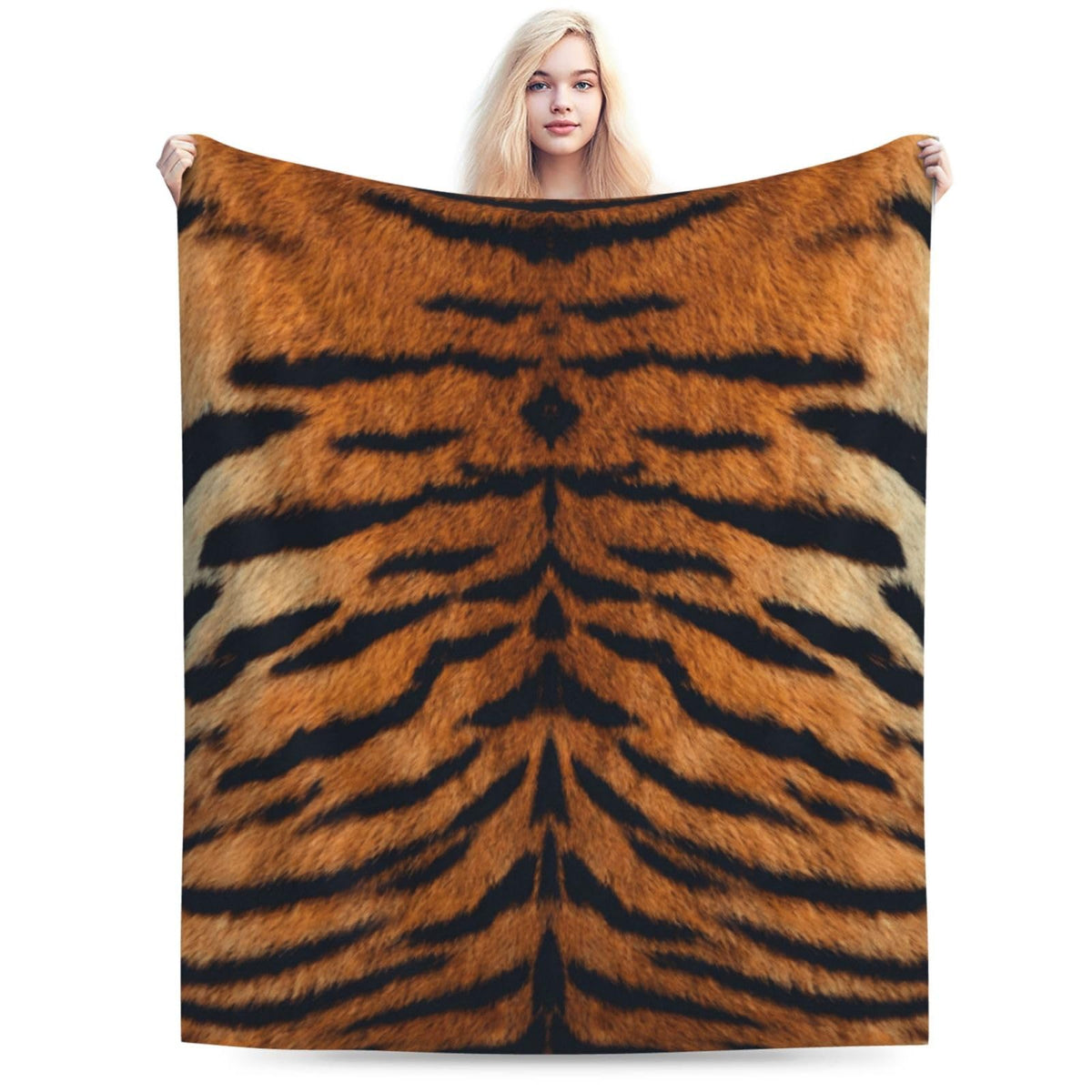 Gbuzozie Tiger Animal Texture Fleece Blanket Lightweight Ultra-Soft Throw Blanket for Sofa Couch Bed Camping Travel - Super Soft Cozy Microfiber Blanket 60"X50"