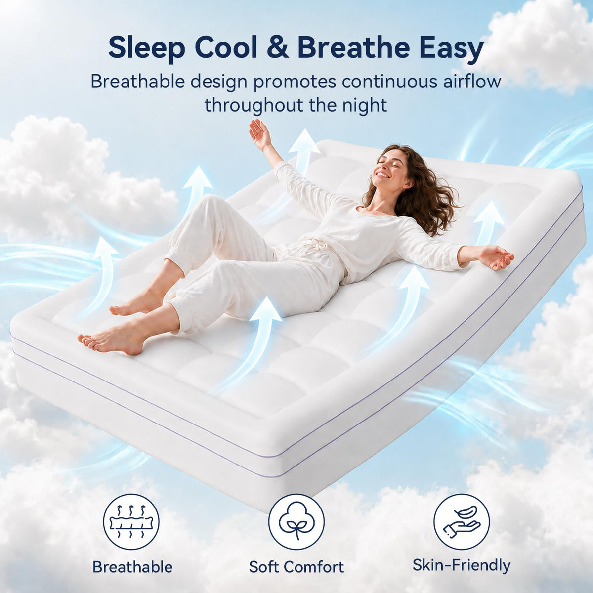 ABENE Full Size Dual Layer 3 Inch Memory Foam Mattress Topper, 2 Inch Gel Memory Foam Plus 1 Inch Down Alternative Pillowtop Mattress Pad Cover, Thick Soft Bed Topper Support for Back Pain