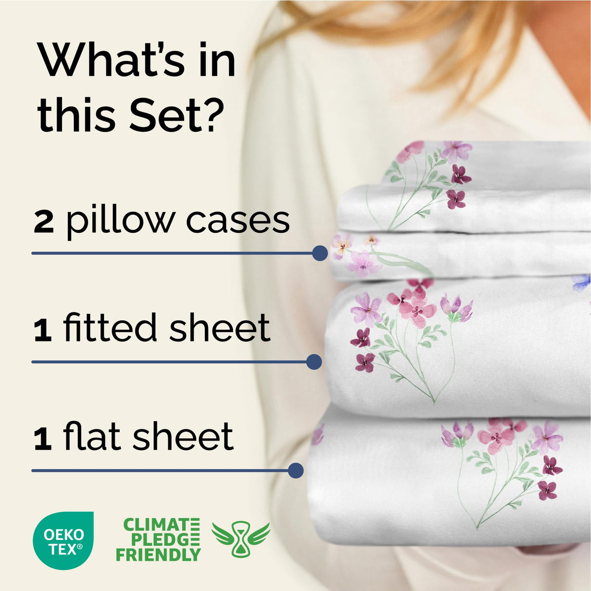 Floral Sheets - Butterfly Floral Bed Sheet Set - 1 Flat, 1 Fitted & 2 Pillowcases w/ Deep Pockets - Wrinkle & Fade Free - Boho Botanical Bedding - Ultra-Soft, Breathable and Cooling - King Size Set
