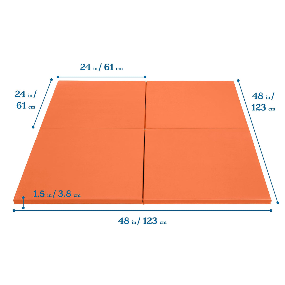 ECR4Kids SoftZone Play Patch Activity Mat Squares, Modular Playmat, Orange, 4-Pack
