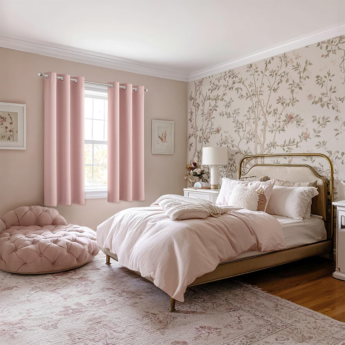 MIULEE Blackout Curtains for Bedroom Living Room 2 Panels, Thermal Insulated Room Darkening Drapes Grommet Noise Reducing Light Blocking Window Treatments 63 Inches Long 40x63 Inch Pink
