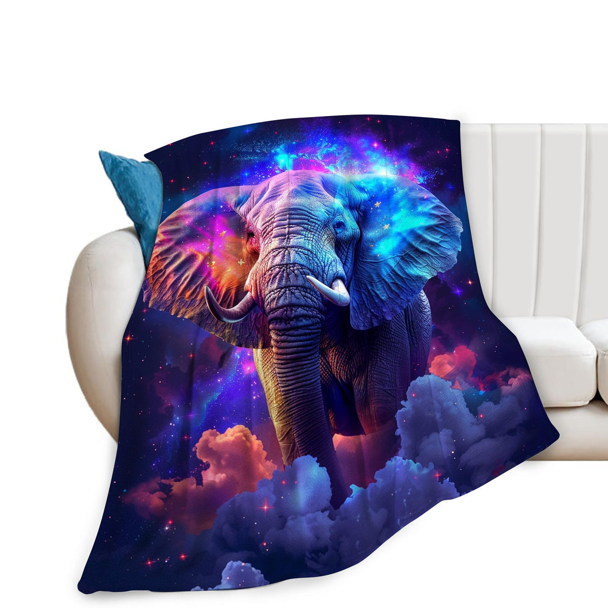 Fantasy Elephant Throw Blanket - Soft, Warm & Cozy Fleece for Couch, Sofa, Bed - 50"x40" - Animal Blanket for Girls, Boys, Women, Men, Kids, Adults