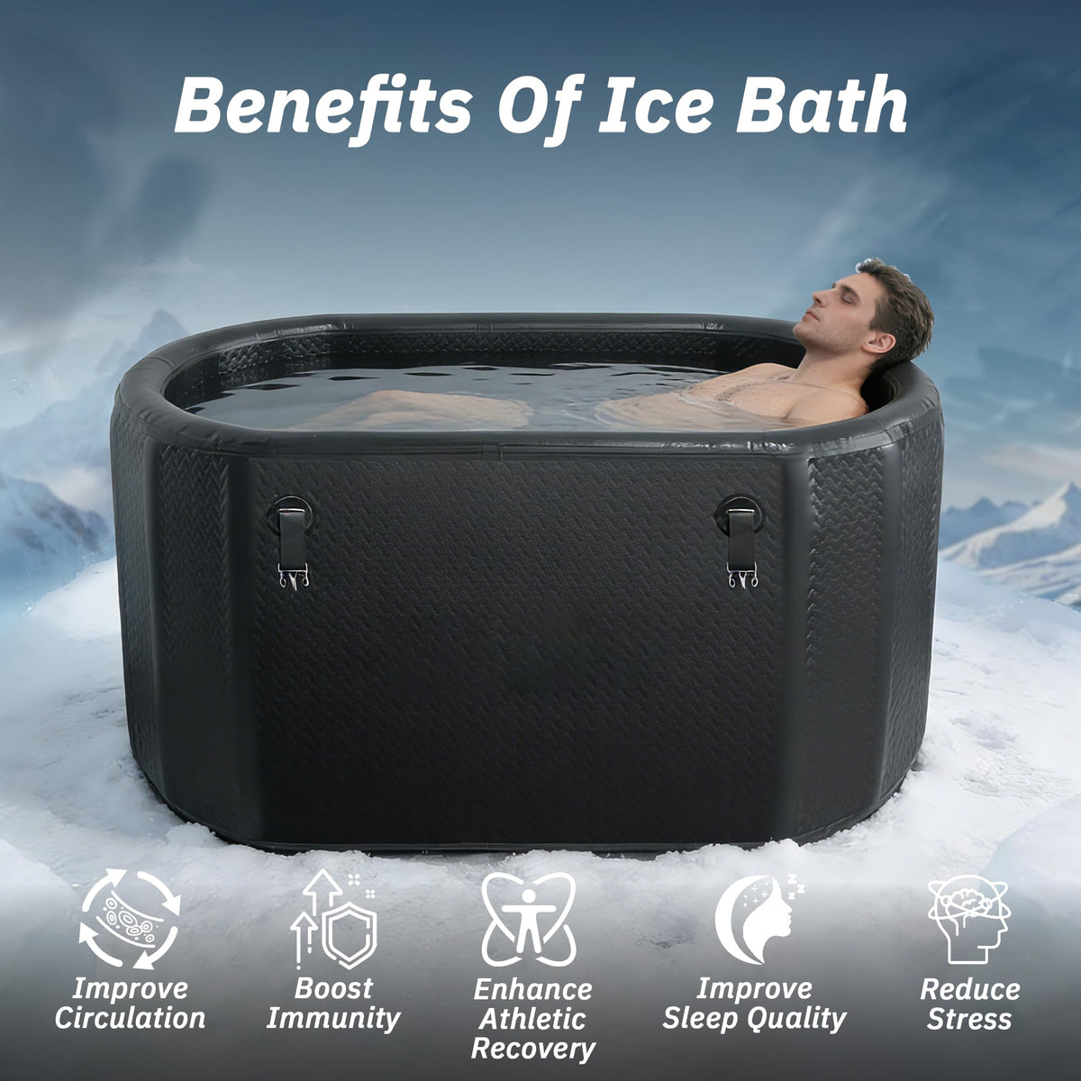 500L Large Ice Bath Tub with Lid, Oversized Inflatable Cold Plunge Tub for Tall Big People, Full Body Immersion, Compatible with Water Chiller, Portable Recovery Tub for Athletes Indoor Outdoor Use