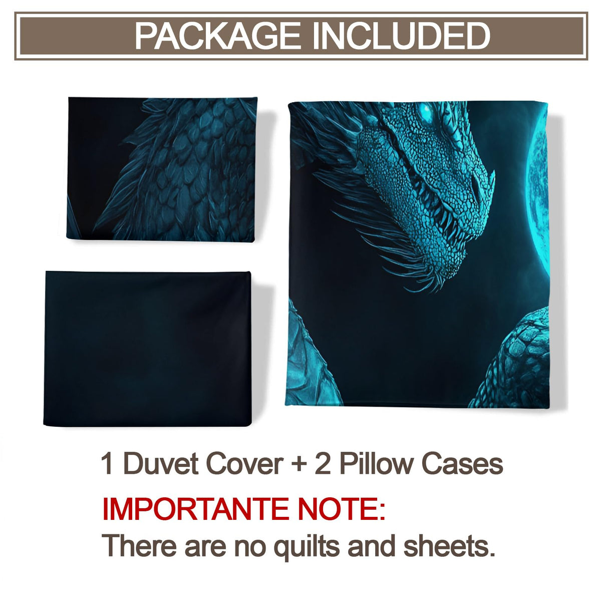 PAISUOQ Western Dragon Duvet Cover King, Magic Dragons Comforter Cover with Zipper Ties, Fantasy Animals Bedding Set, 3 Pieces with 2 Pillow Cases, Home Decor & Gifts
