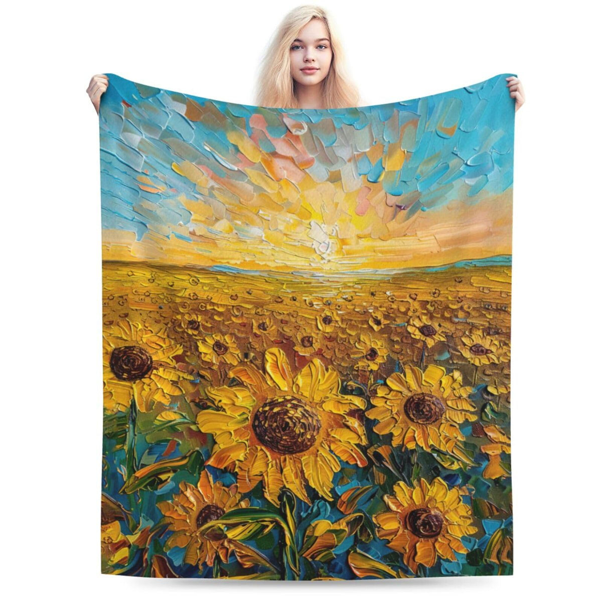 Sunflower Throw Blanket Sunflower Floral Flannel Blankets Flower Fuzzy Plush Super Soft Cozy Warm Decor Gifts for Boys Girls Kids Adults Men Women 40" x 50"