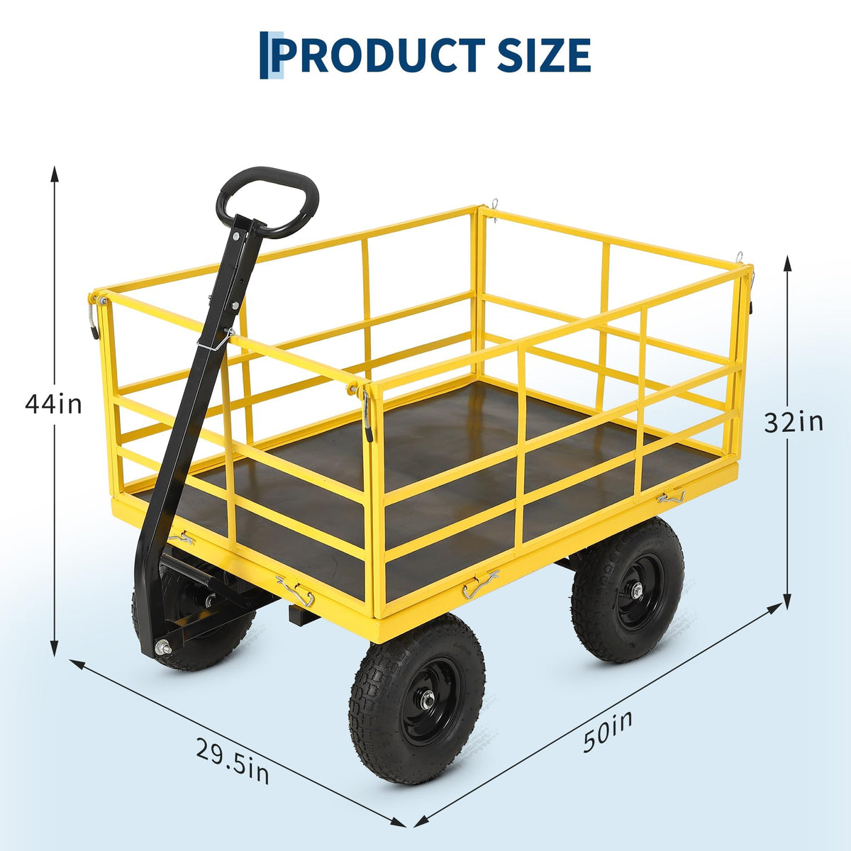 1400 LB Heavy Duty Garden Wagon Cart – 13" All-Terrain Tires, 3-in-1 Utility Yard Trailer with Removable Side Panels, Outdoor Metal Wagon for Lawn, Yard, Backyard