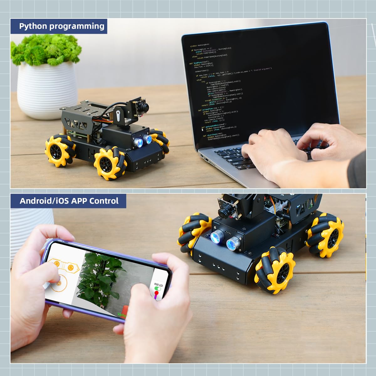 HIWONDER Robot Car with Raspberry Pi 5 AI Vision HD Camera, Python Programming Open Source DIY Robot Kit for Teens Adults, TurboPi Standard Kit & Without RaspberryPi