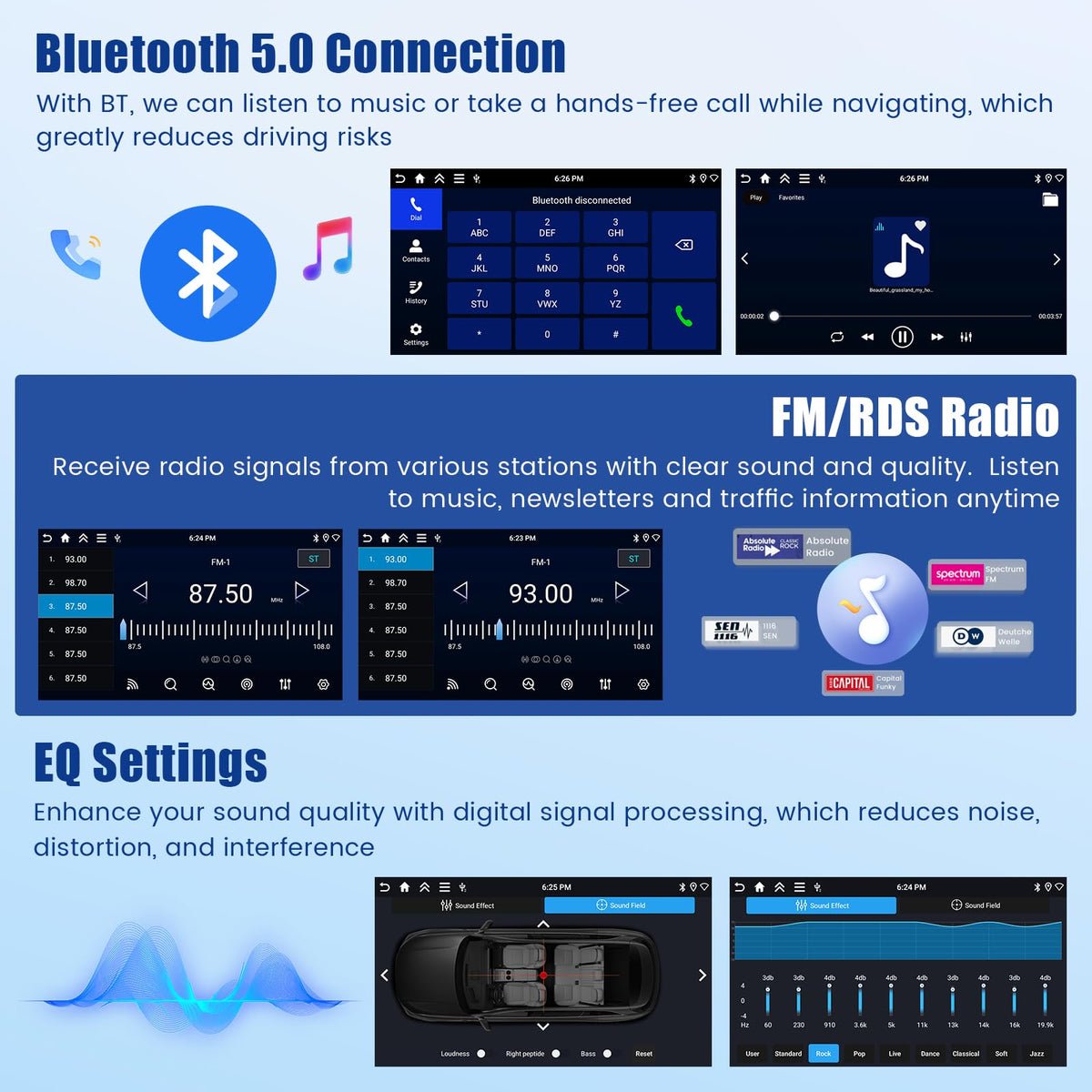 5Ghz WiFi 4G+64G Android 15 Radio for Jeep Patriot Compass 2007-2009 Car Stereo with Wireless Carplay Android Auto,5.0 Bluetooth,Build-in EQ,10inch IPS Touchscreen,GPS,FM/RDS Backup Camera MIC