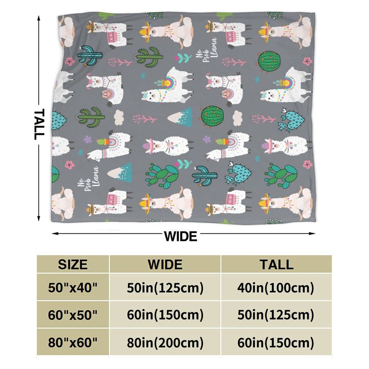 Llama Alpaca Soft Warm Throw Blanket Lightweight Flannel Fleece Bed Blanket Gift for Boys Girls Kid Adults Or Pet Chair Couch Microfiber Blankets 60"X 50"