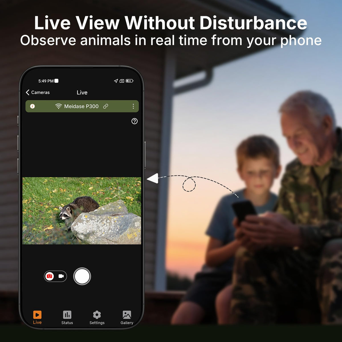 Meidase Solar WiFi Trail Camera P300 Pro (Non-Cellular), 64MP Photos, 1296P Video, 165ft Dual-Antenna Range, 7800mAh Battery, 10W Solar Panel, 64GB SD Card Included, Motion Activated