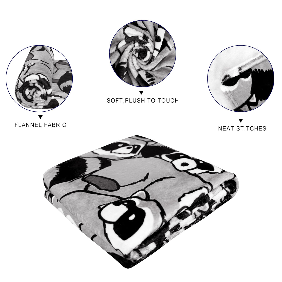 Raccoon Blanket Soft Cozy Lightweight Throw Blanket for Couch Sofa Bed Living Room Home Decor for Boys Girls Kids Adults Gift 50x60 inch
