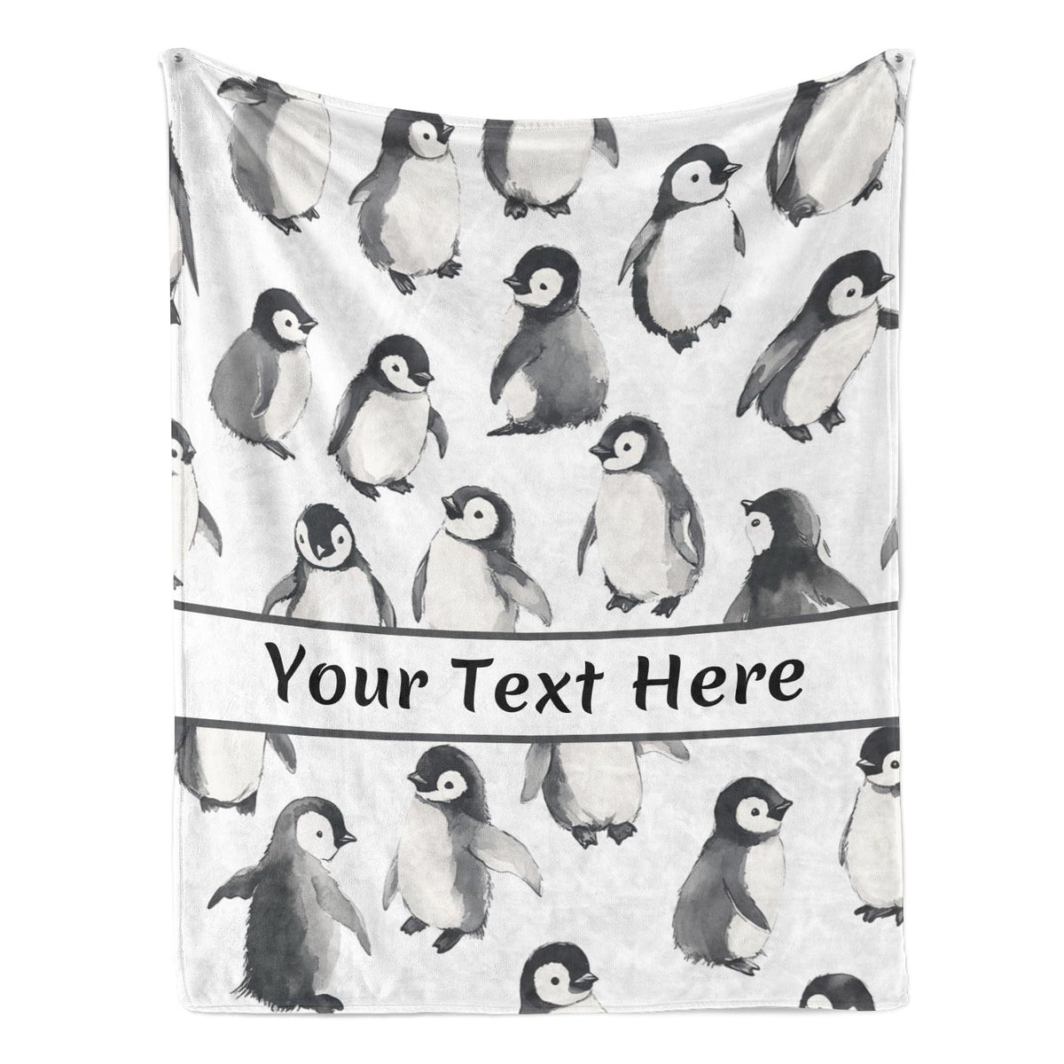 Personalized Penguin Throw Blanket, Custom Name Soft Flannel Blanket Gift for Him Mom Dad, Warm Cozy for Couch Sofa Bed Living Room