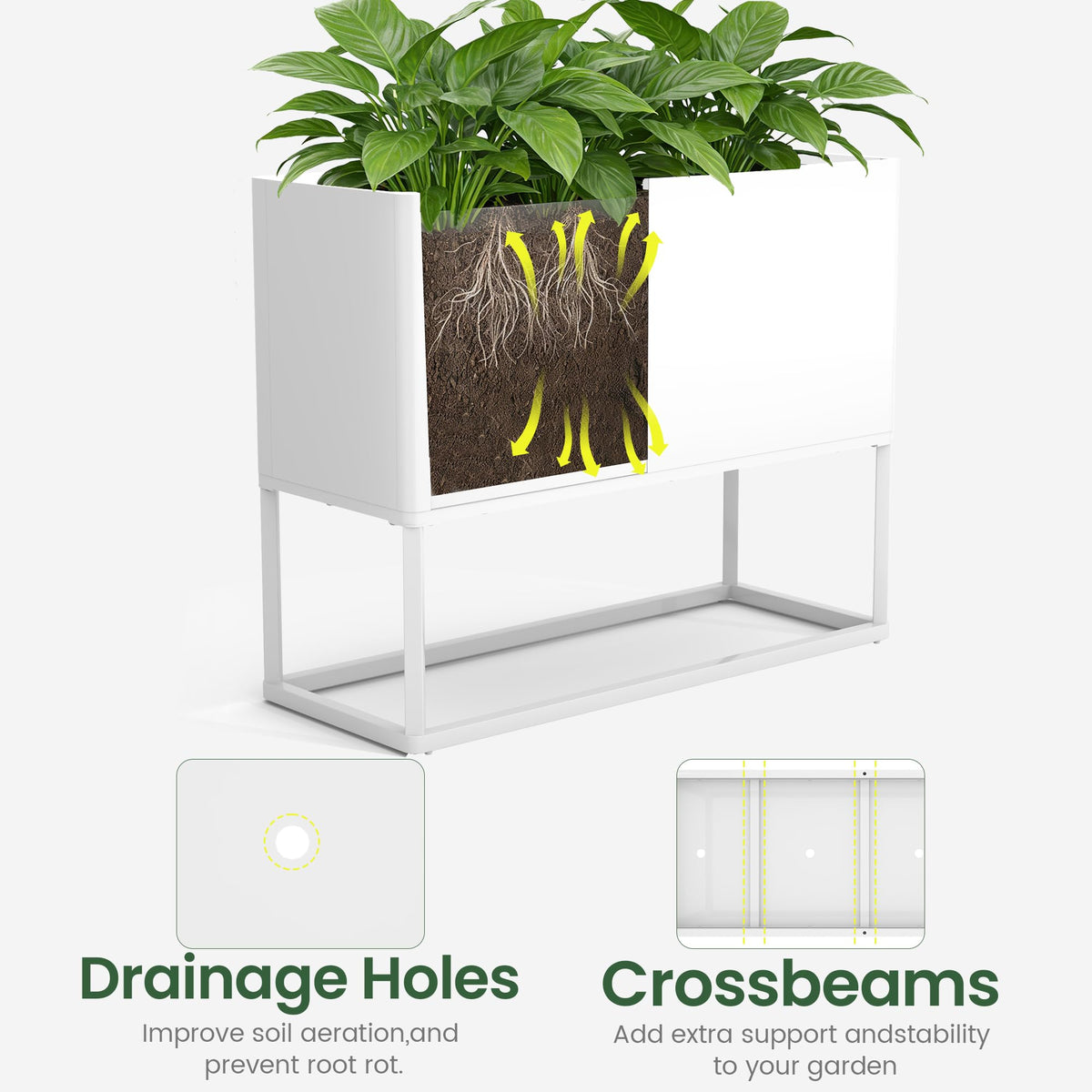 Modern Raised Metal Planter Box with Legs,38"L x 15"W x 30.5"H Outdoor Rectangular Planter,Durable All-Weather Use Elevated Planter for Commercial Patio, Balcony & Porch | Rounded Corner Design(1PCS)