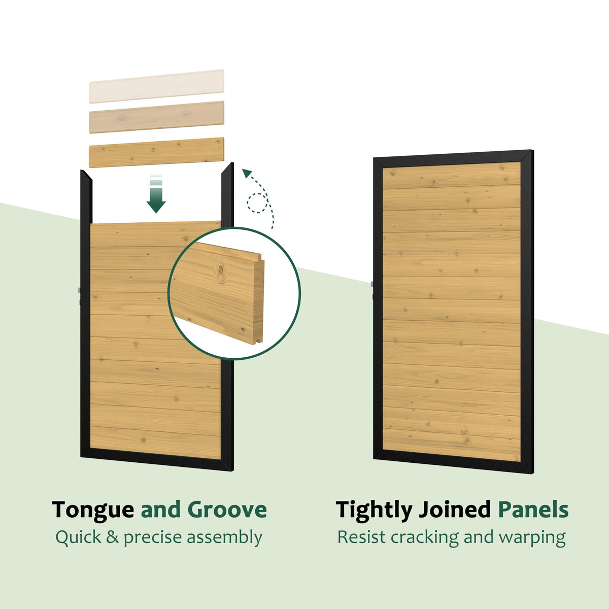 BlueWish 6 x 3 FT Cedar Wood Fence Gate Kit, Board-on-Board Privacy Fence Gate, Aluminum Frame with Security Lock System, Outdoor Garden Yard Complete Gate Kit for Backyard, Pool, Natural