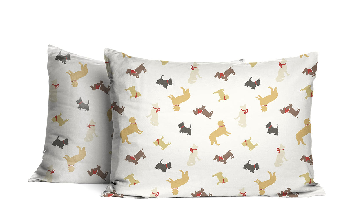 Pointehaven Flannel 170 GSM Sheet Set,Queen Winter Dogs