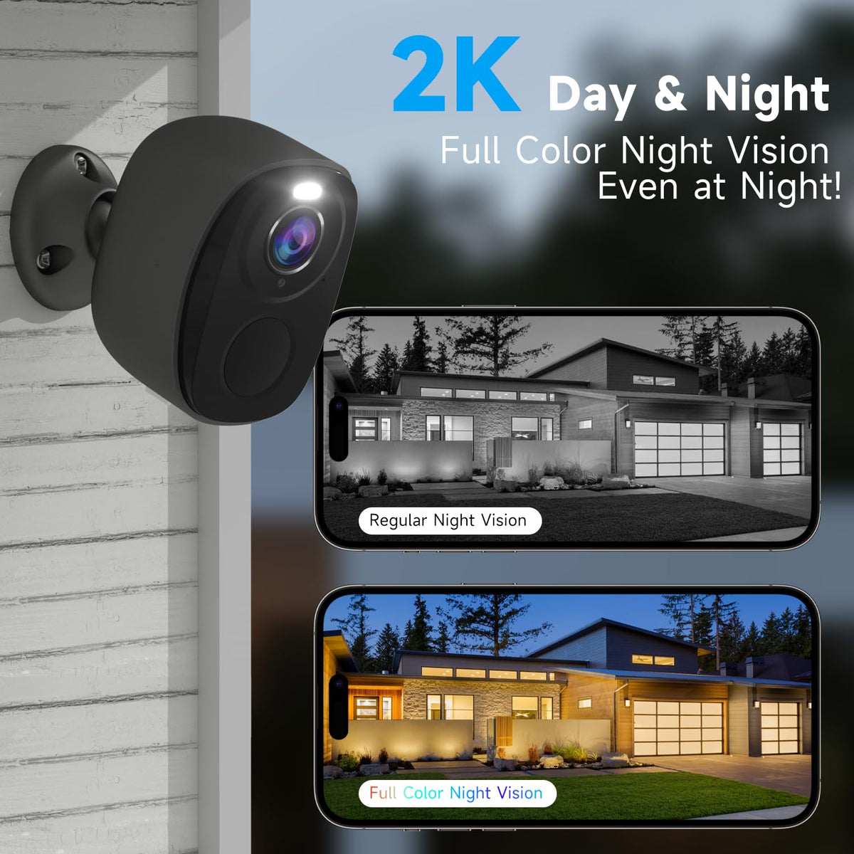 4PC 2K Security Camera Wireless Outdoor, Solar Camera for Home Security, Battery Powered WiFi Security Cameras with Color Night Vision, AI Motion Detection, 2-Way Audio, IP65, SD/Cloud, Works Alexa G