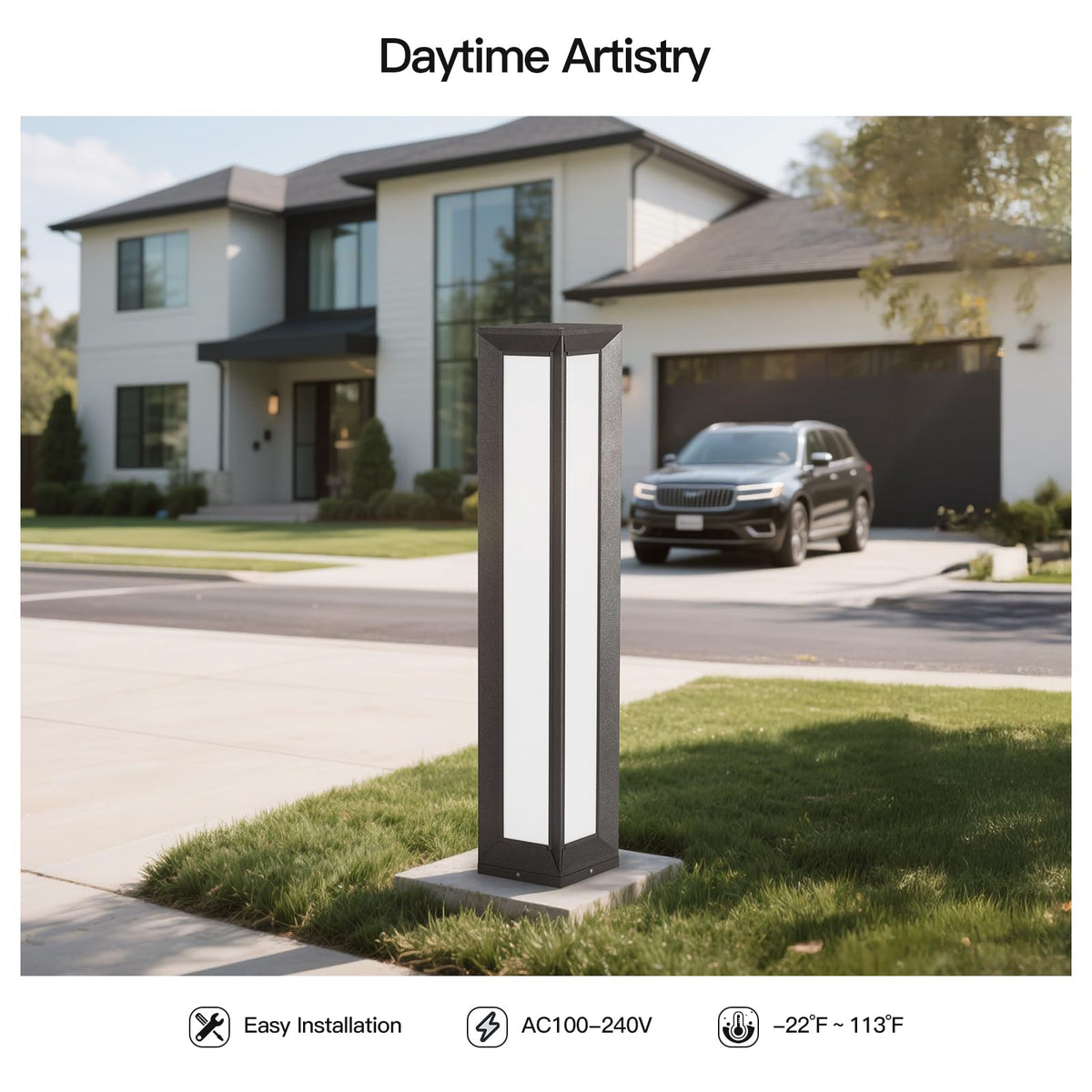 MVBT Outdoor Pathway Lights, 31.5" Wired Bollard Lights, IP65 Waterproof Landscape Path Lighting, 3000K Mordern LED Bollard Light, Curb Appeal Light for Driveway Courtyard Garden Walkway Sidewalk Lawn