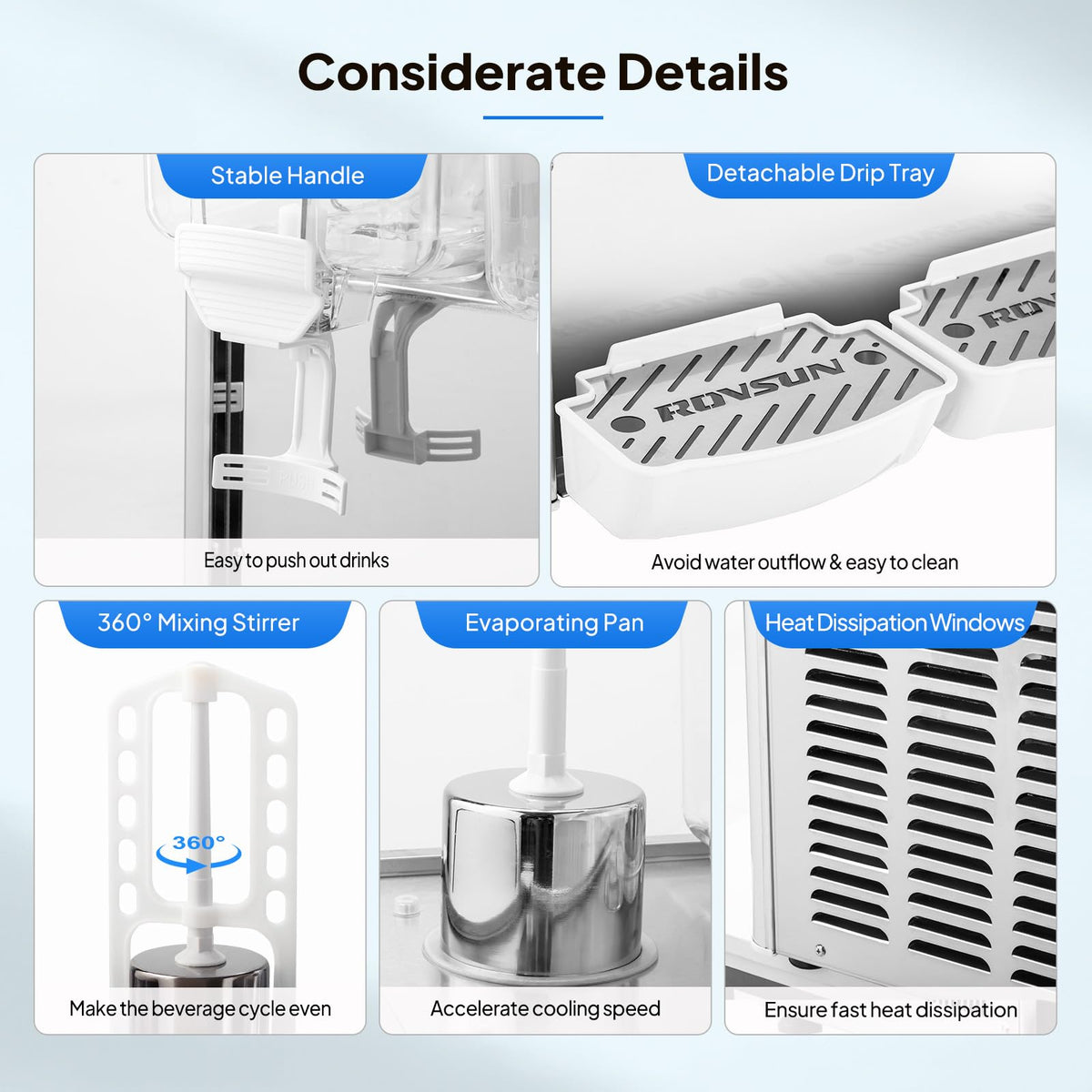 ROVSUN 14.4 Gallon/54L Commercial Beverage Dispenser Drink Dispenser, 18L X 3 Tanks Commercial Juice Dispenser Stainless Steel with Thermostat Controller for Home Restaurant Bar Party 110V/60HZ