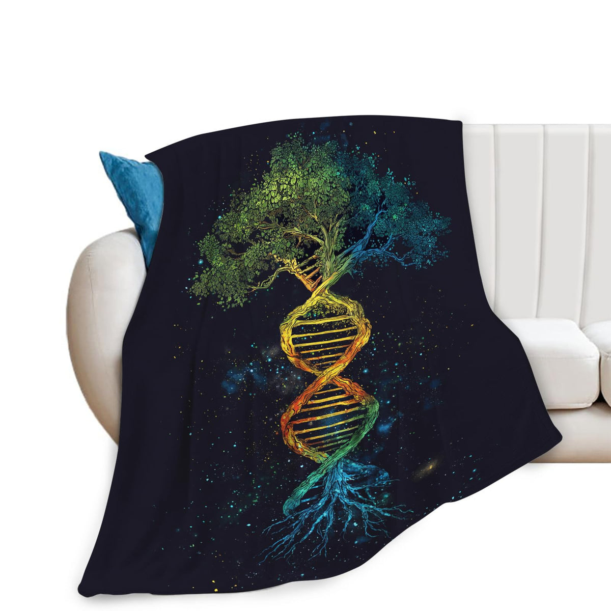 Dynova Tree of Life Blanket Cozy Plush Galaxy DNA Throw Blankets Fuzzy Flannel Fleece Gifts for Girls Boys Women Men Decor 50"X40"