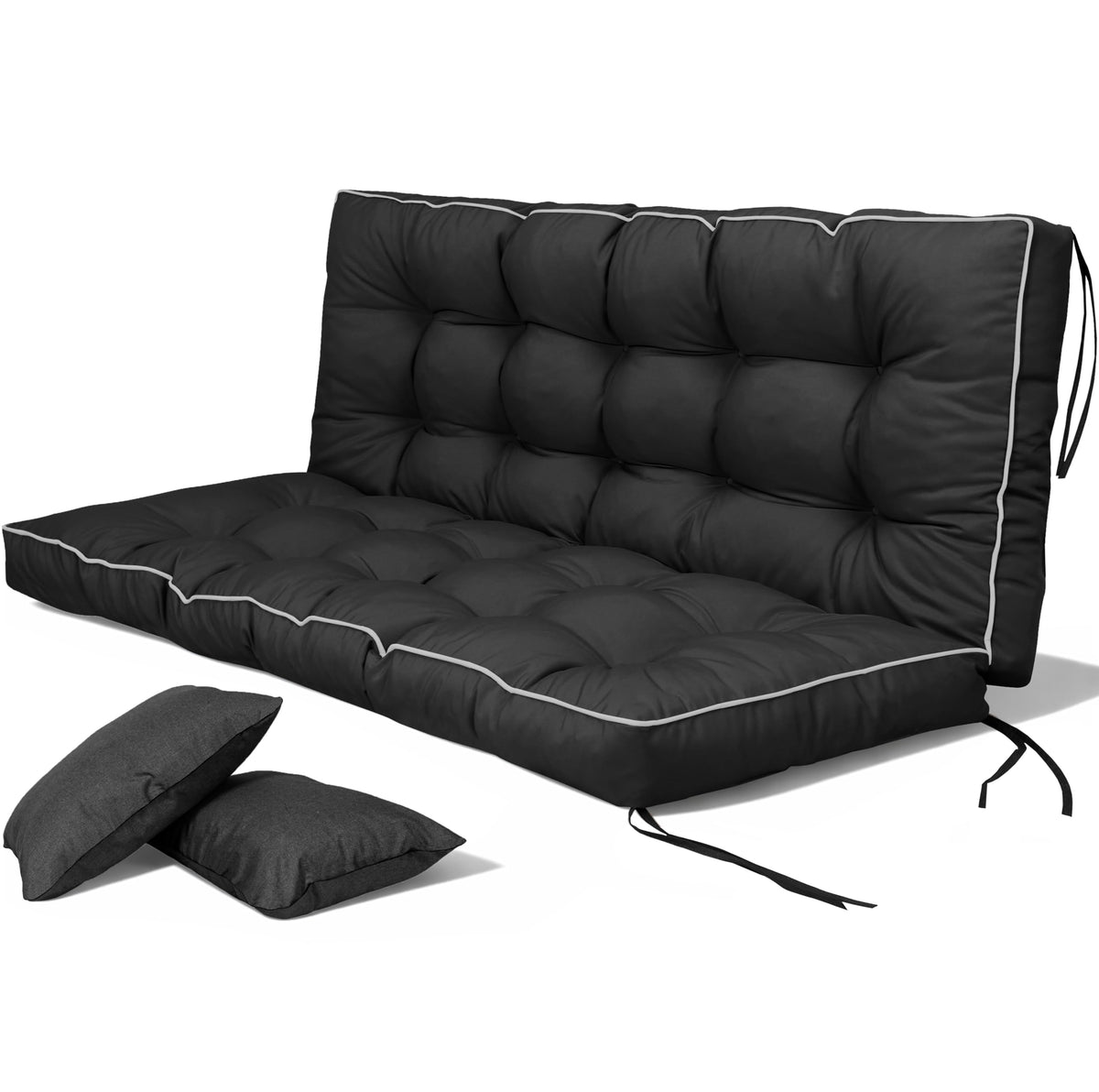 Kerkrot Porch Swing Cushions, Waterproof & Fade Resistant Outdoor Swing Cushion 70 Inch, Swing Cushions 3 Seater Replacement for Outdoor Furniture, Patio, Garden (Black, 70 x 40 inch)