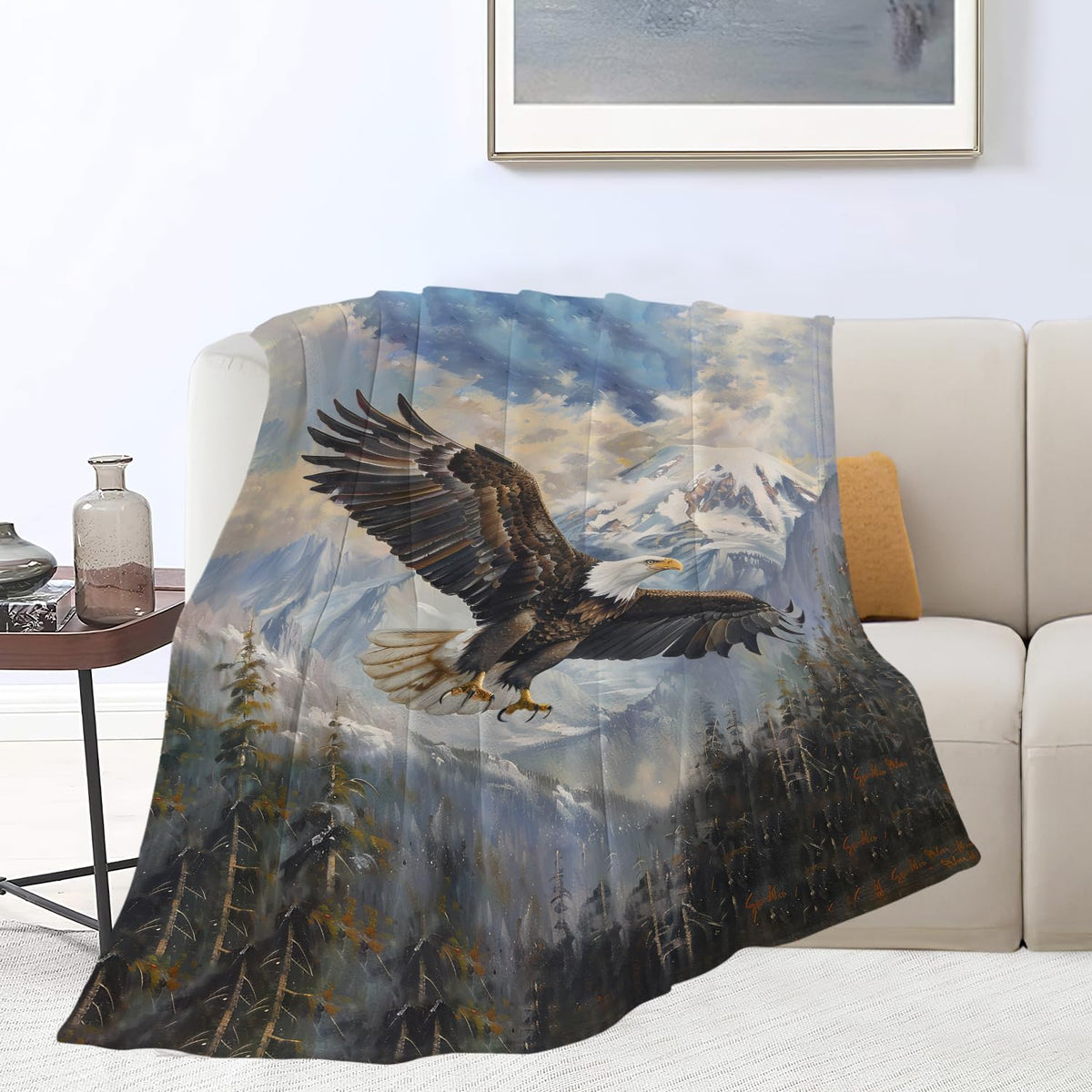 SweetFox Bald Eagle Blanket American Eagle Decor Throw Blanket Gifts for Girls Boys Super Warm Soft Plush Lightweight Fleece Flannel Winter Couch Bedding Blankets for Kids Adults Women Men 50"X40"
