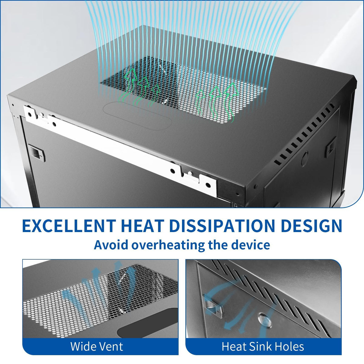 ZHPHMBM 12U Server Rack Cabinet, Wall Mount Network Rack Enclosure Includes Locking Glass Door, Removable Side and Back Panels, 15" Deep Network Data Cabinet for Computer IT and A/V Equipment
