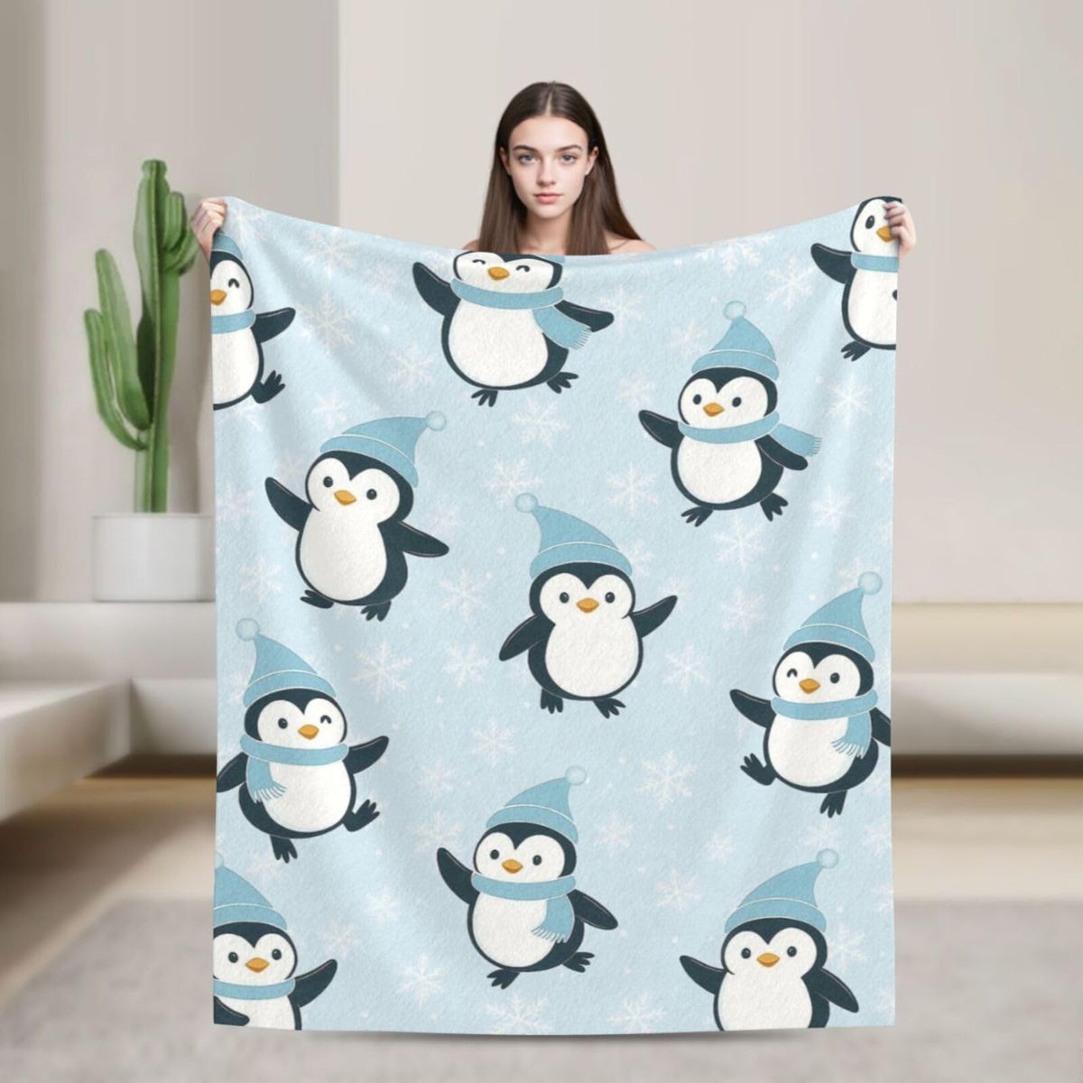 Penguin Blanket Cute Antarctica Penguins Throw Blanket Soft Warm Cozy Fleece Fuzzy Plush Winter Animal Flannel Blankets Gifts for Girls Women Boys Kids Adults 40"X50"
