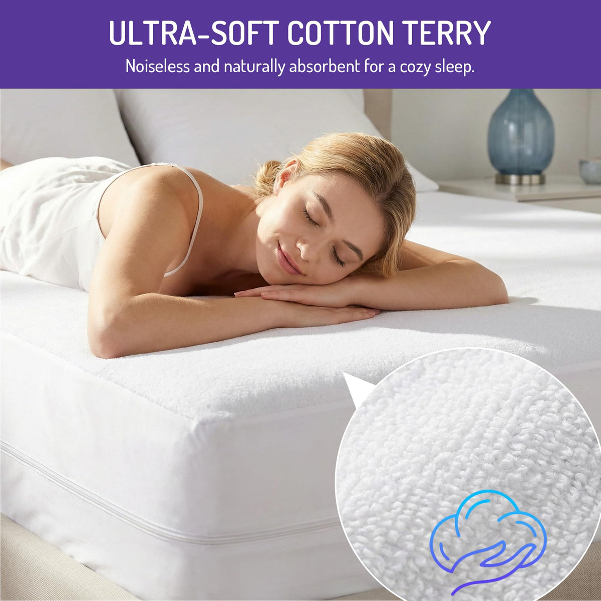 Degrees of Comfort Bed Bug Mattress Cover Twin Size - 6-8" Ultra-Low Profile 3M Scotchgard Waterproof Zippered Encasement Protector, Breathable Cotton Terry Top