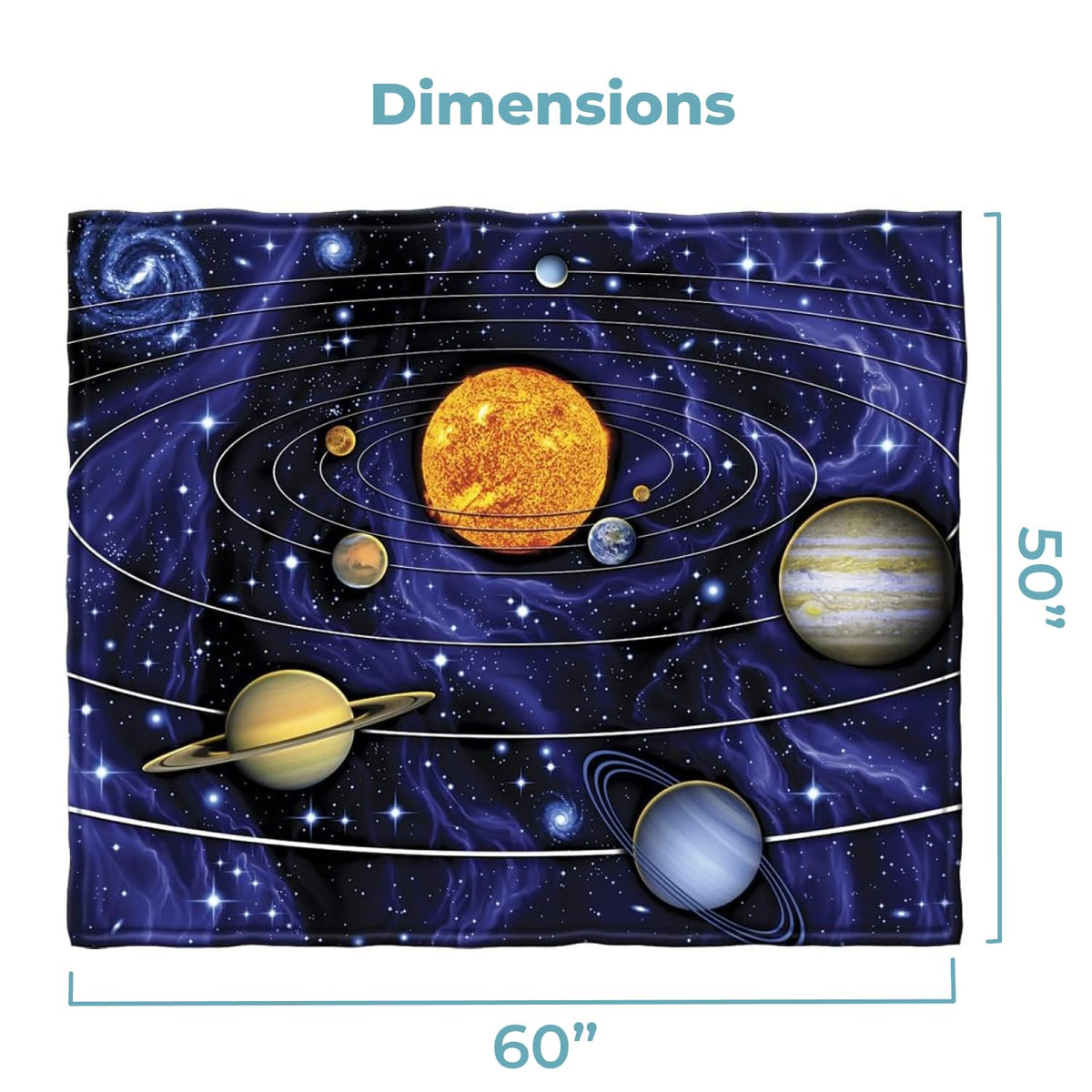 Dawhud Direct Fleece Throw Blanket - 50x60-Inch Plush Space Blanket with Solar System Design for Kids and Adults - Soft and Cozy for Bed, Couch, or Travel