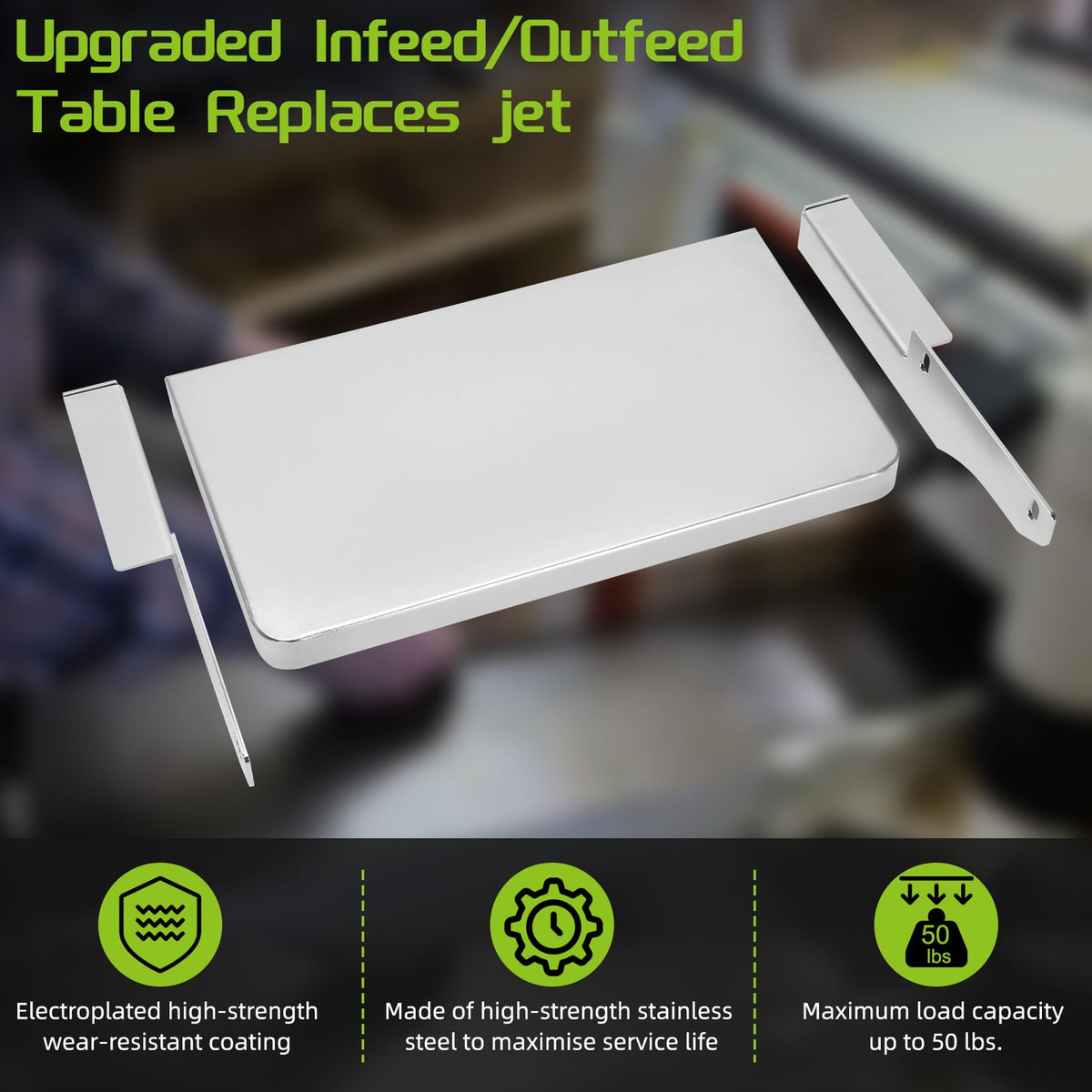 UPGRADED Feed/Outfeed Table Replacement 723521, Compatible with JWDS-1836, JWDS-1632 & JWDS-1632OSC Drum Sanders – 40" Work Surface, 65lb Capacity, Includes Hardware