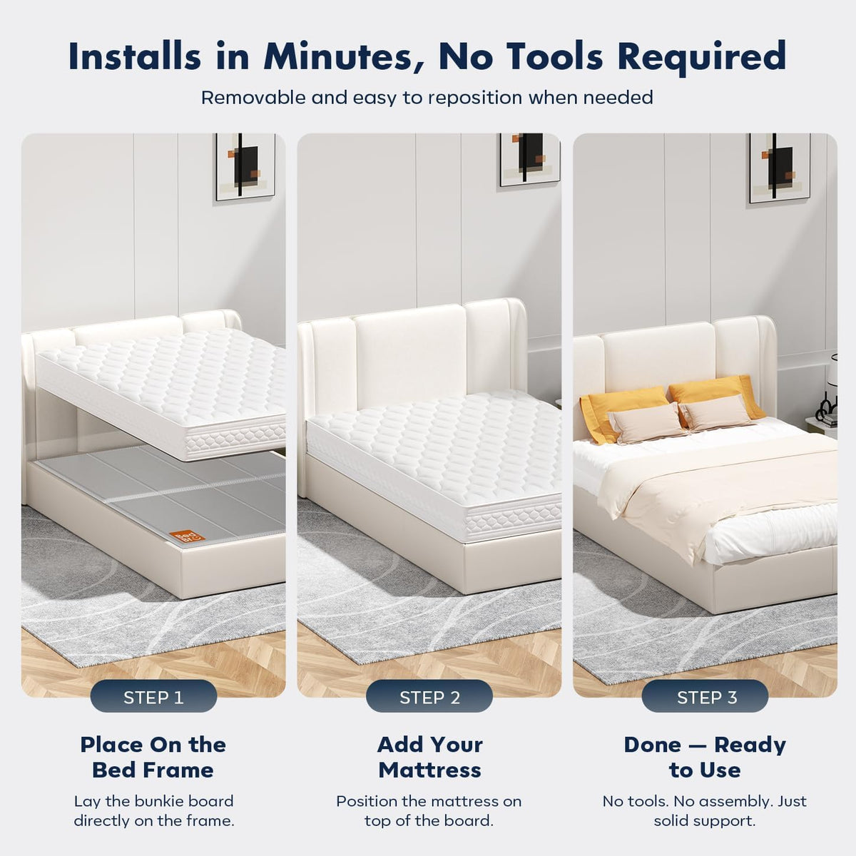 BedBro Bunkie Board King 10mm (76" x 80") – Grey Under Mattress Support, Anti-Sag & Noise-Free, Breathable Low Profile Bed Board for Metal Frame