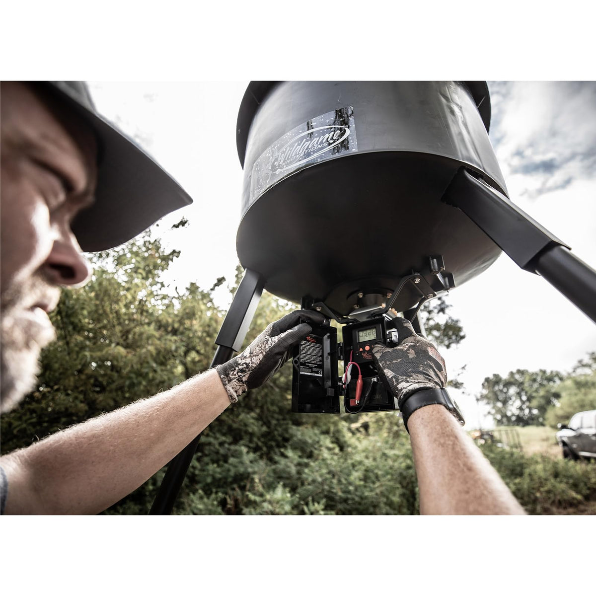 WILDGAME INNOVATIONS Quick-Set 270 lb Game Feeder with Digital Timer | Durable Tripod Corn/Pellet Hunting Feeder with 1-4 Available Feed Times & 30-feet Radius