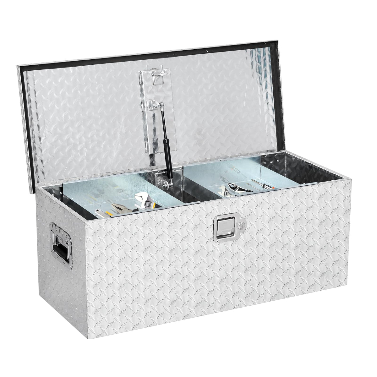 IDEALHOUSE Heavy Duty Aluminum Truck Bed Tool Box, Diamond Plate, 30x15x15 in - Lockable, Waterproof Storage Chest with Side Handle, for Pickup, RV, Trailer, Underbody - Star Diamond Design