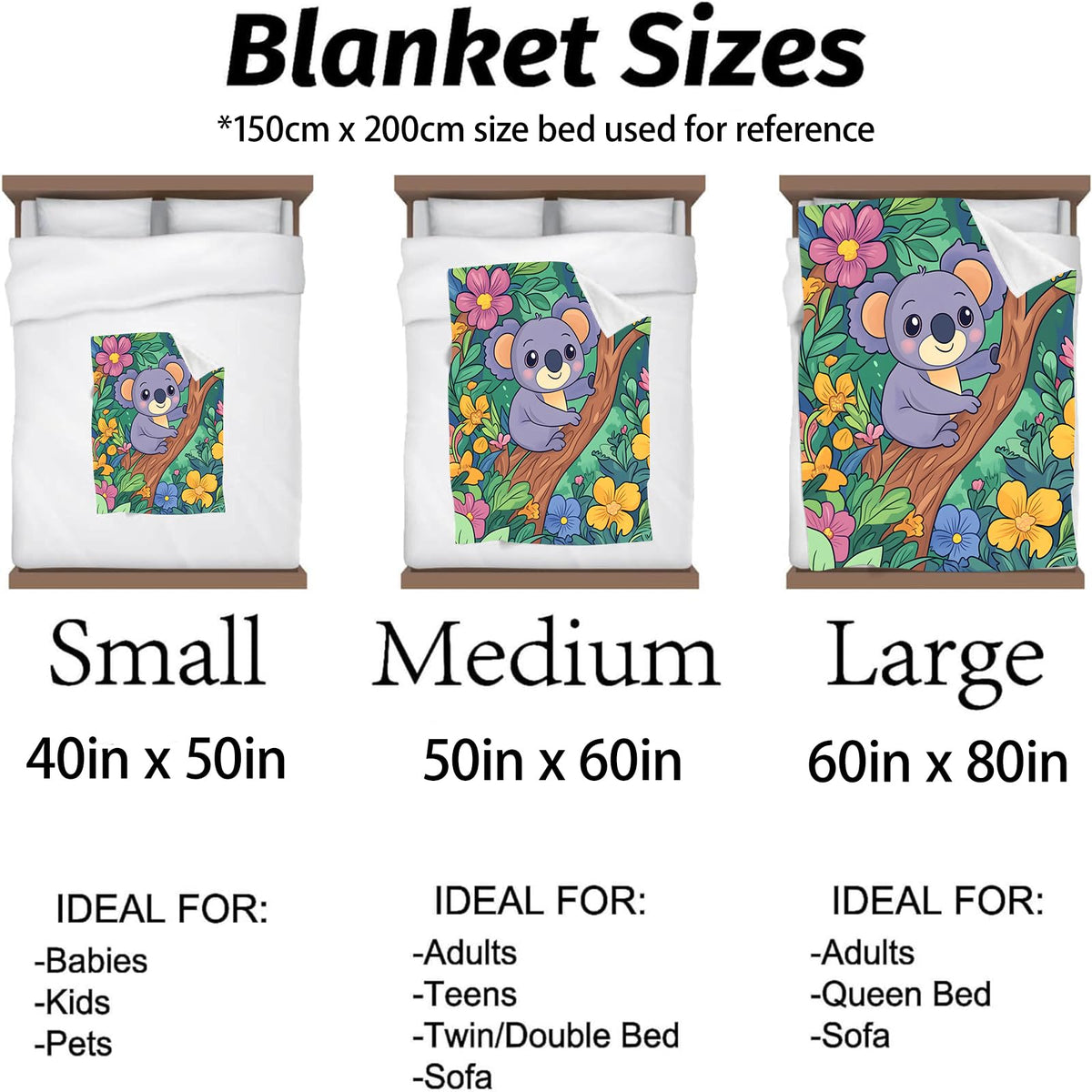 Kibue Adorable Cartoon Koala Blanket, Soft Warm Cozy Flannel Animal Throw - Plush Lightweight Blankets for Travel, Decor, Bedroom, Office - Ideal Gifts for Adults Kids Women Men 60"×50"