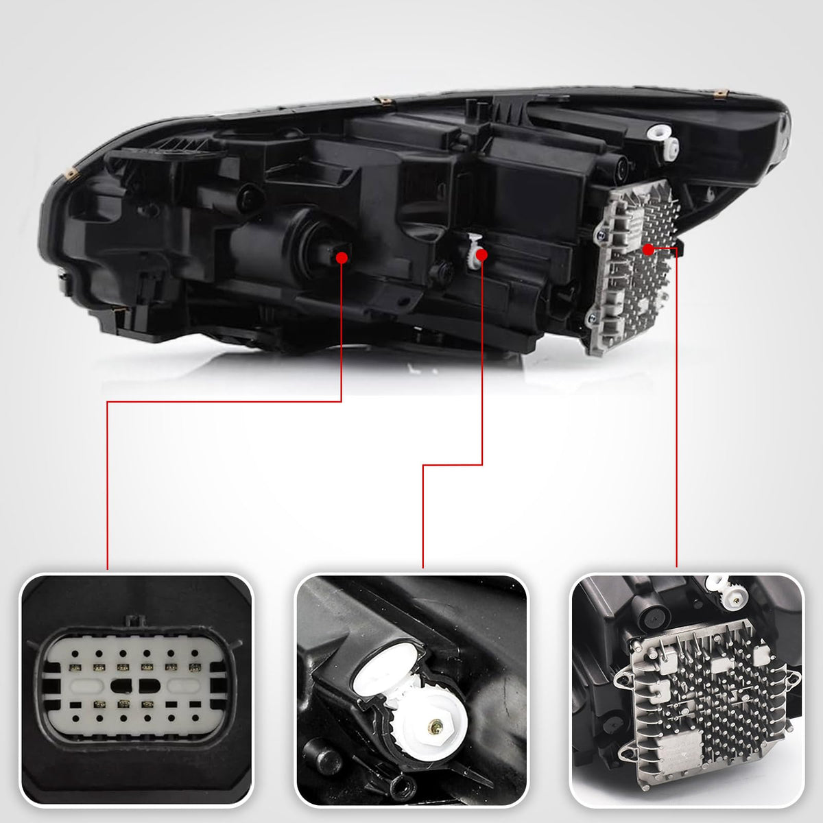 Huray HID Headlight Assembly for Jeep Cherokee 2019-2023 [Only for Xenon Type] OE Head Lamp Replacement Passenger Side