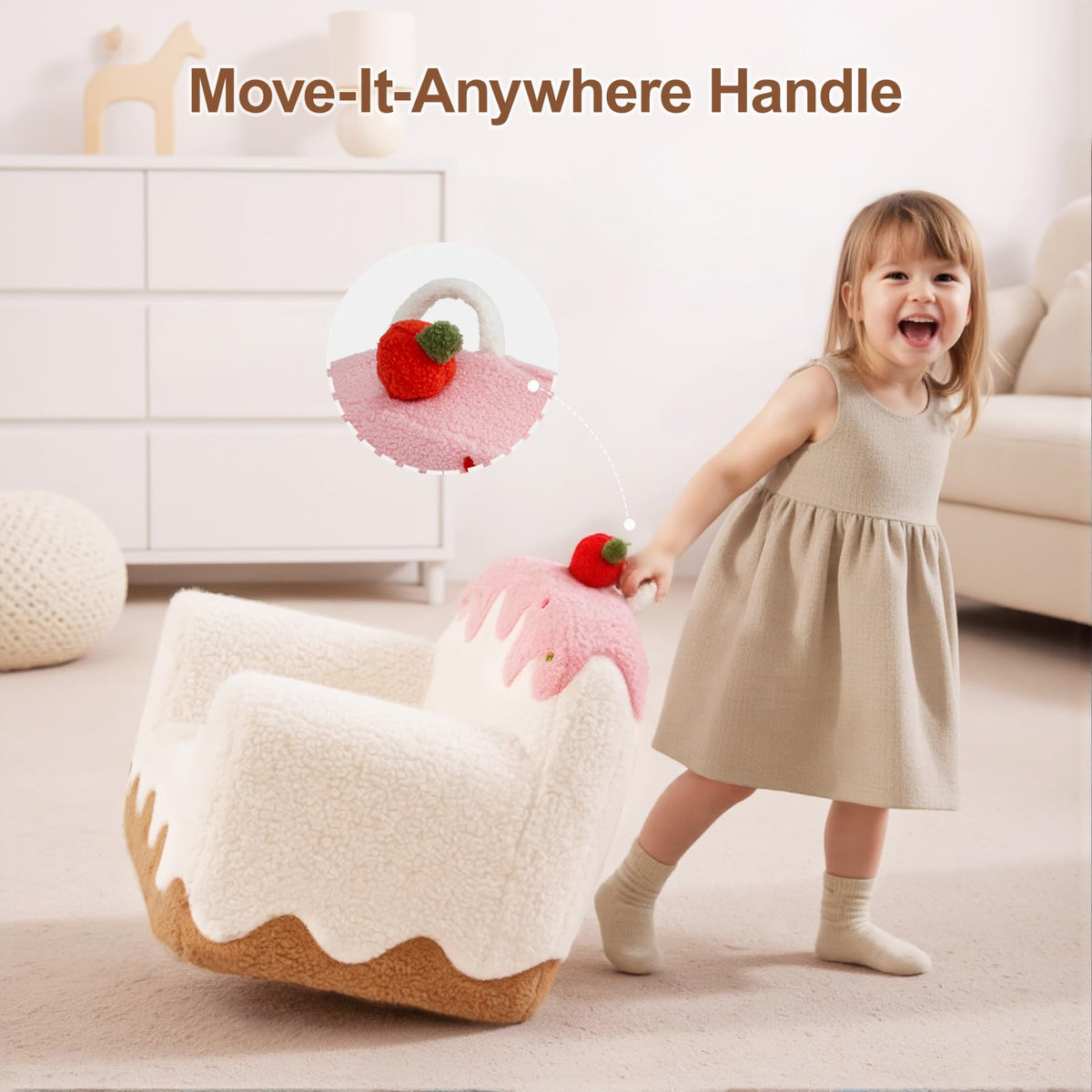 OUOZZZ Kids Chair Comfy for Girls 1-6 Years Old, Soft Sherpa Toddler Sofa